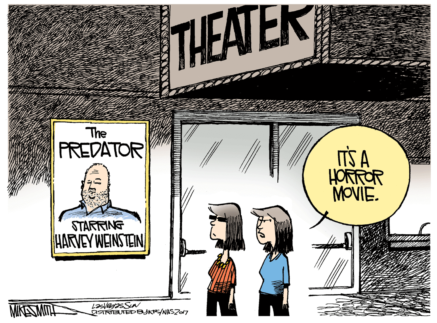 Fiction OCR: THEATER The PREDATOR TS A HORROR MOVIE. STARRING HARVEY WEINSTEIN MIKAMITE STRIBUTEDBUK/NASZO7 THEATER The PREDATOR TS A HORROR MOVIE. STARRING HARVEY WEINSTEIN MIKAMITE STRIBUTEDBUK/NASZO7