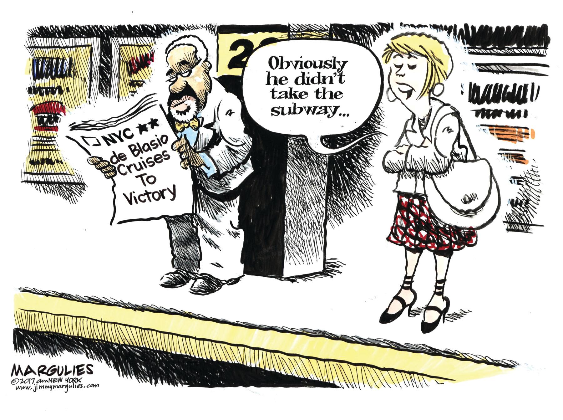 Art OCR: 2 Obviously he didn't take the subway. NYC ** de Blasio BCruises To Victory MARGULIES www.jimmymargulies.com 2 Obviously he didn't take the subway. NYC ** de Blasio BCruises To Victory MARGULIES www.jimmymargulies.com
