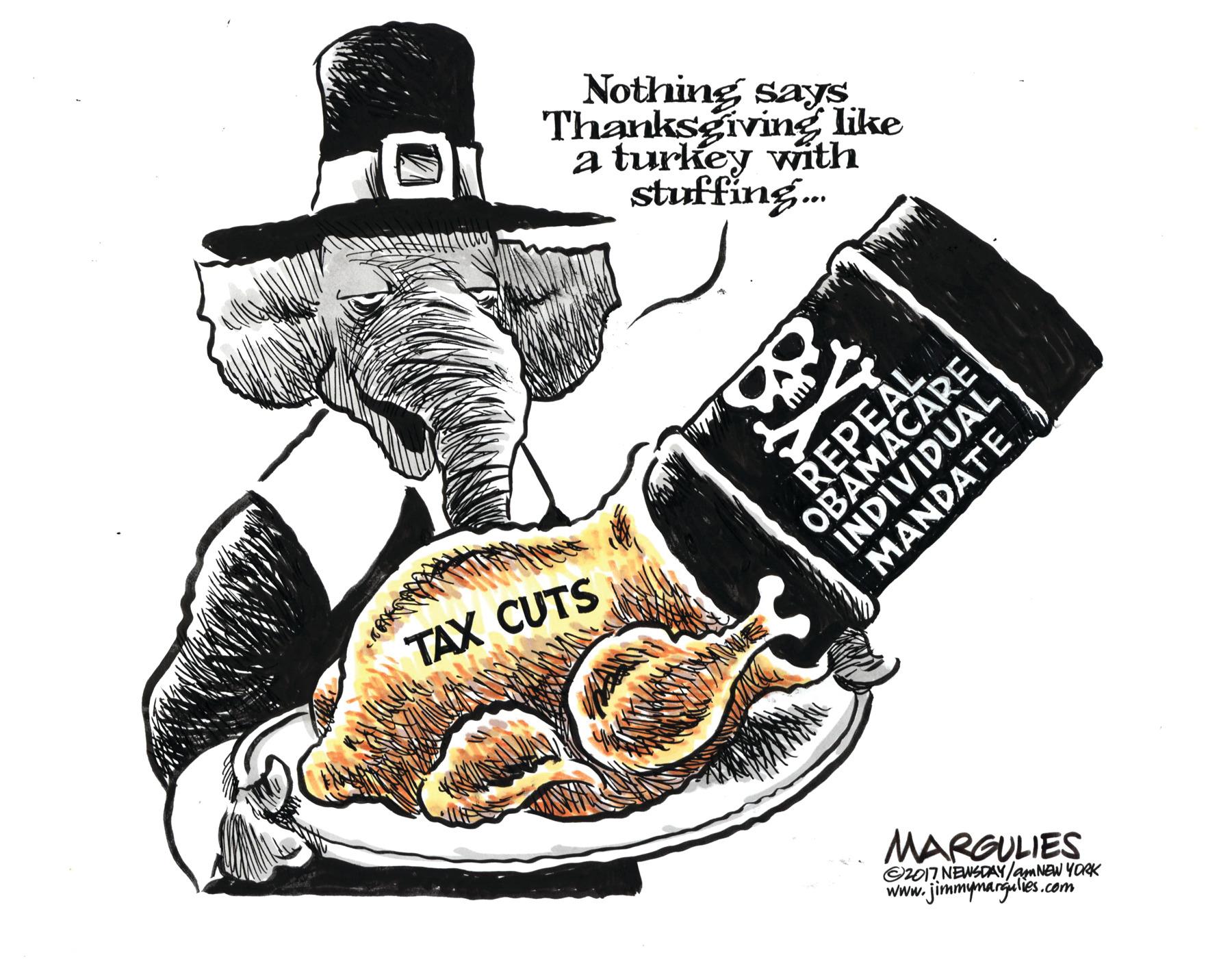 Label OCR: Nothing sayS. Thanksgiving like a turkey with stuffing. REPEAL TAX CUTS MARGULIES ©017 NEWSDAY/amNEW YORK www.jimmynangulies.com OBAMACARE INDIVIDUAL MANDATE Nothing sayS. Thanksgiving like a turkey with stuffing. REPEAL TAX CUTS MARGULIES ©017 NEWSDAY/amNEW YORK www.jimmynangulies.com OBAMACARE INDIVIDUAL MANDATE