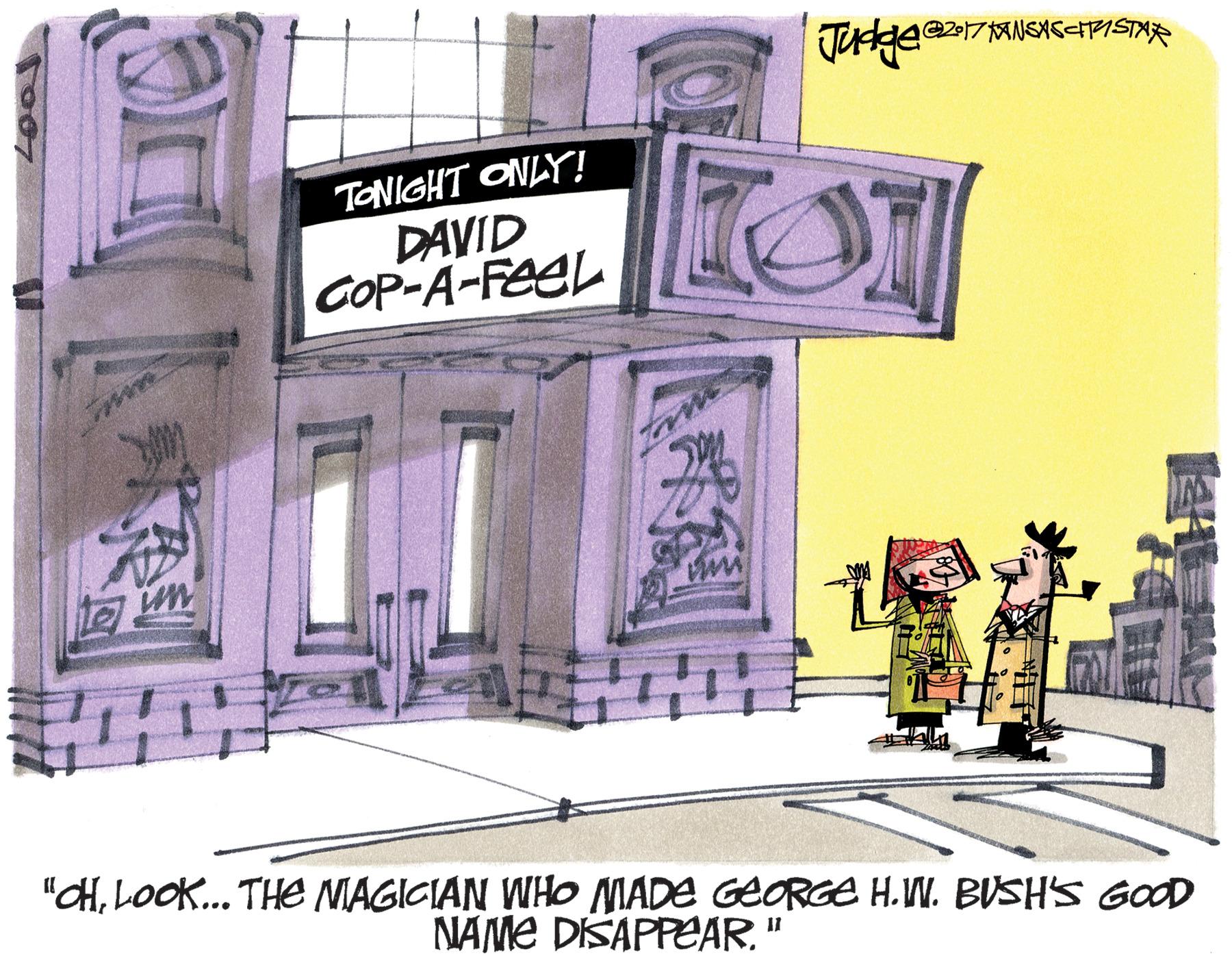 Arch OCR: TONIGHT ONLY! DAVID COP-A-FeeL "CHLOOK... THE NIAGICIAN WHO MADE GEORGE H.W. BUSH'S GOOD NAME DISAPPEAR." TONIGHT ONLY! DAVID COP-A-FeeL "CHLOOK... THE NIAGICIAN WHO MADE GEORGE H.W. BUSH'S GOOD NAME DISAPPEAR."