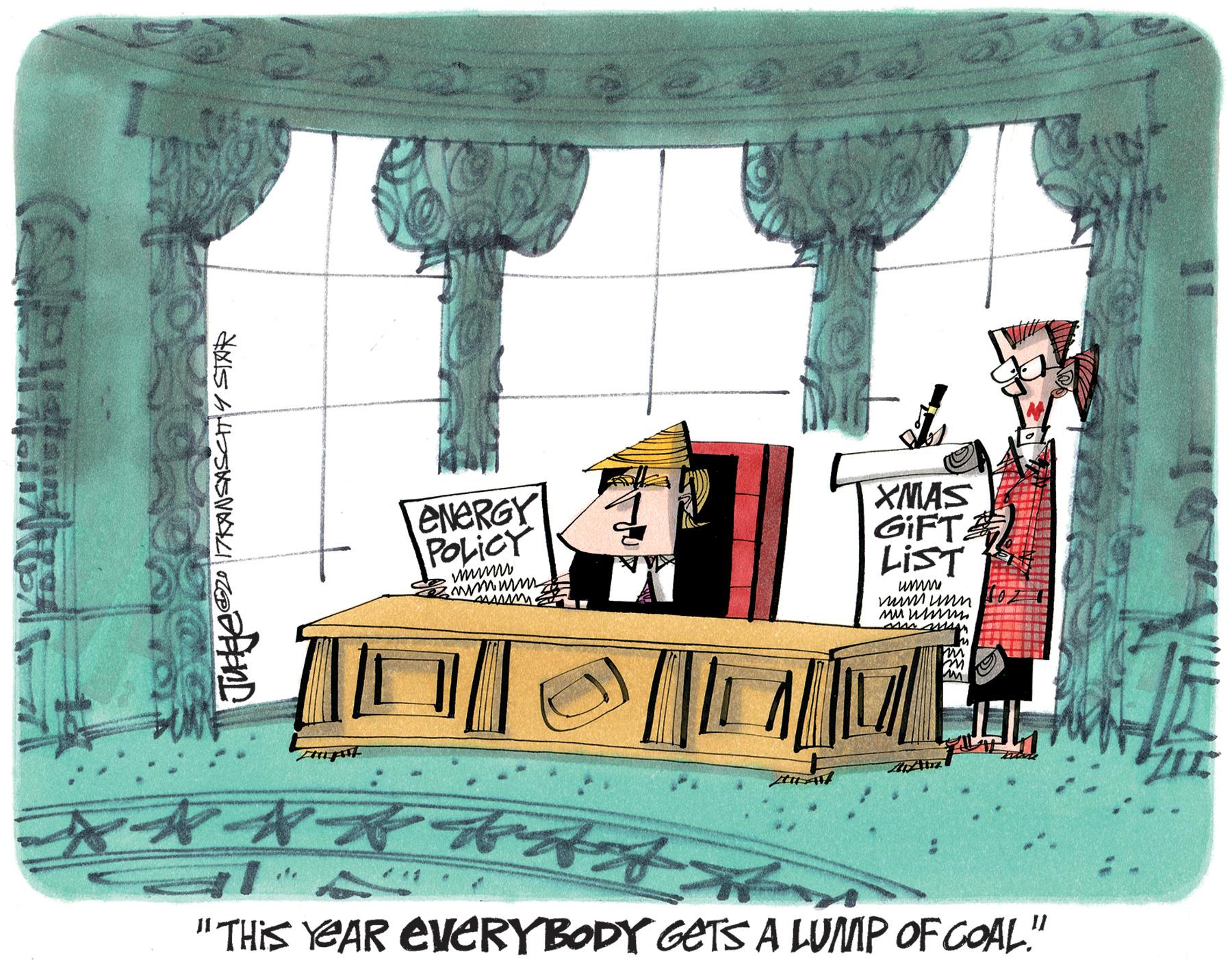 Room OCR: ENERGY POLICY XMAS GIFT. LIST wm ww in "THIS YEAR EVERYBODY GETSA LUMP OF COAL" ENERGY POLICY XMAS GIFT. LIST wm ww in "THIS YEAR EVERYBODY GETSA LUMP OF COAL"