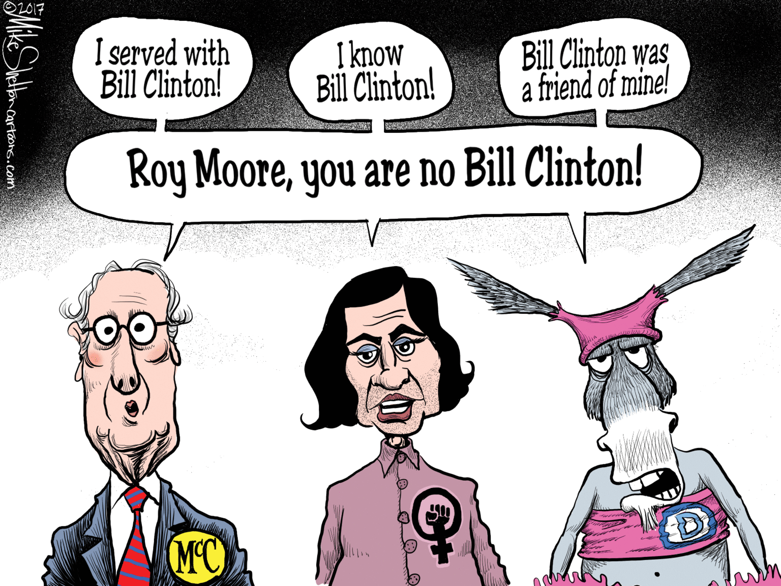 Graphics OCR: I served with Bill Clinton! I know Bill Clinton! Bil Clinton was a friend of mine! Roy Mooreyou are no Bill Clinton! oot MC Cartoone.comm I served with Bill Clinton! I know Bill Clinton! Bil Clinton was a friend of mine! Roy Mooreyou are no Bill Clinton! oot MC Cartoone