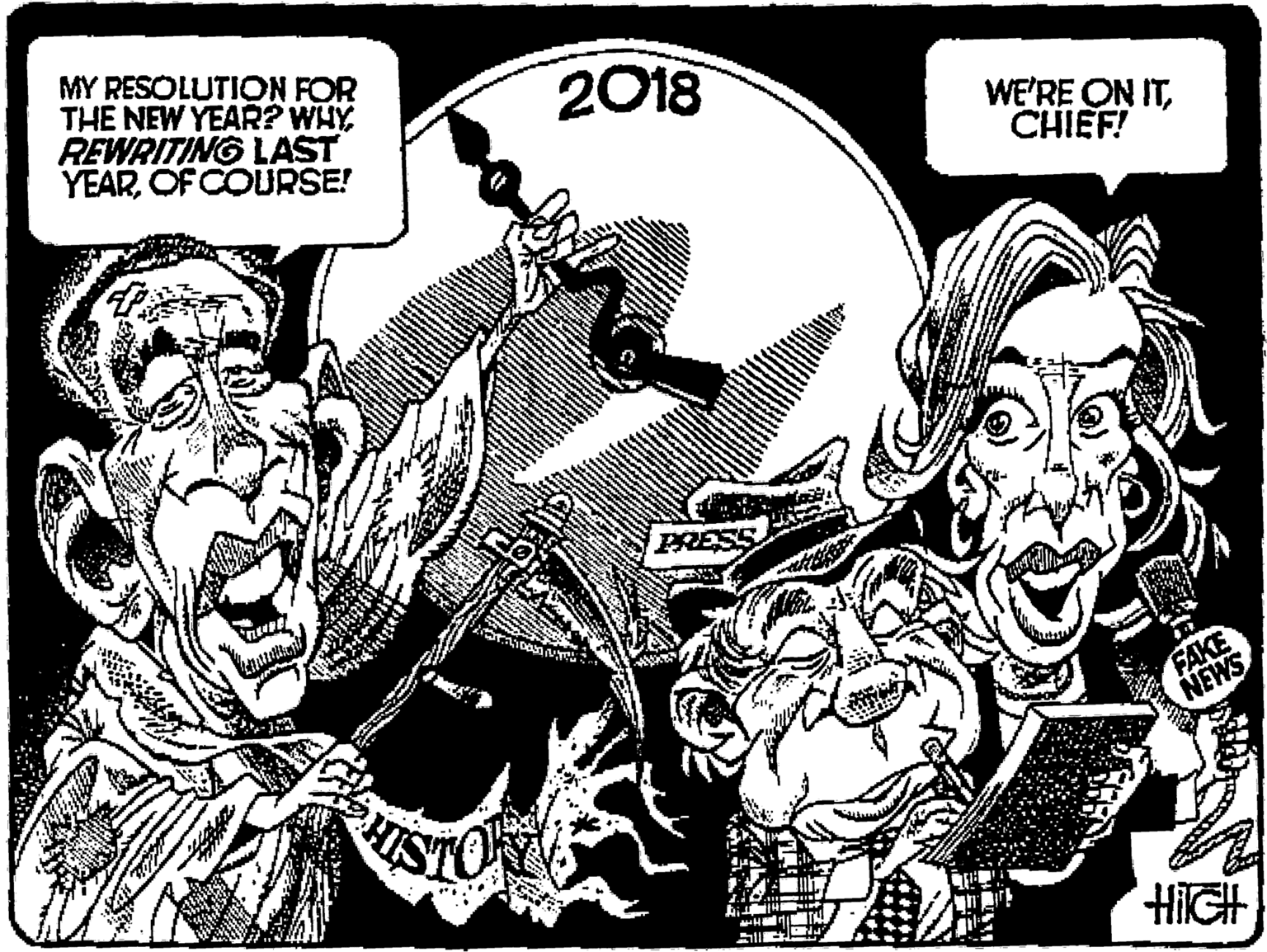 Conversation OCR: MY RESOLUTION FOR THE NEW YEAR? WHY REWRITING LAST YEAROF COURSE! 2018 WE'RE ON ITCHIEF! FAKE NEWS HIIGH MY RESOLUTION FOR THE NEW YEAR? WHY REWRITING LAST YEAROF COURSE! 2018 WE'RE ON ITCHIEF! FAKE NEWS HIIGH
