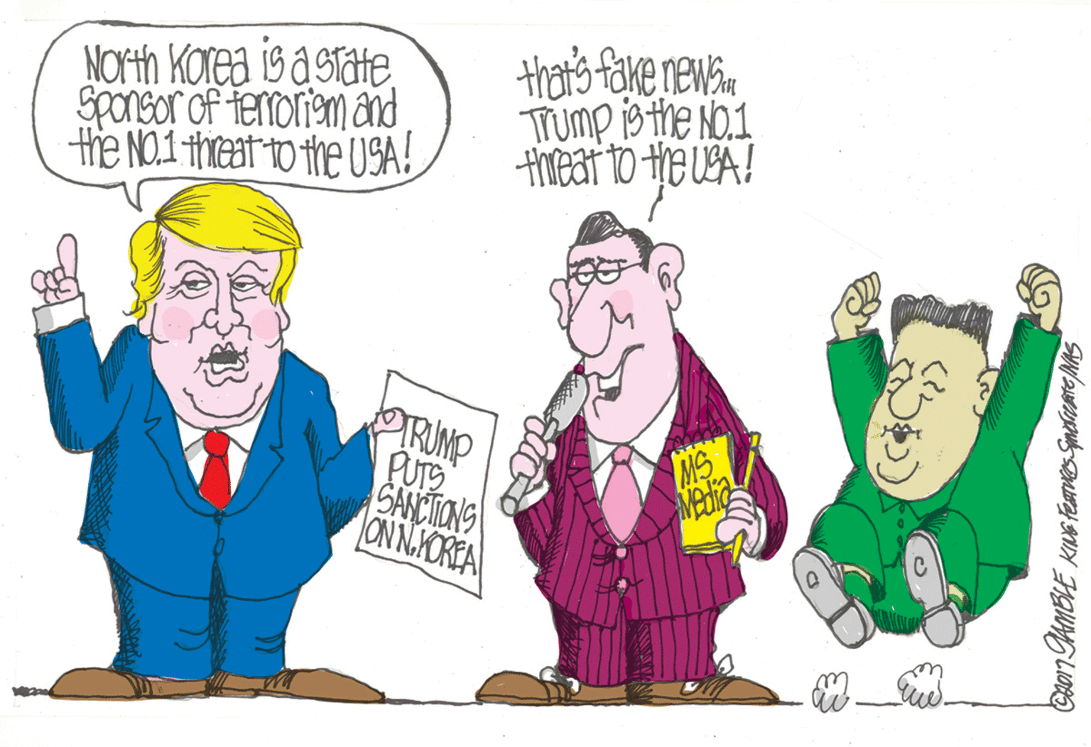 Line OCR: NOrth KOrea is a StateSponsor of terorianm and the NO.1 threat to the USA! thats fake newan Tump is the No.1 theat to the USA! RUMP PUTS GANCTIONS ON NKOREA MS Madi CA017 AMBLE KING feavies Spmedicate MS NOrth KOrea is a StateSponsor of terorianm and the NO.1 threat to the USA! thats fake newan Tump is the No.1 theat to the USA! RUMP PUTS GANCTIONS ON NKOREA MS Madi CA017 AMBLE KING feavies Spmedicate MS