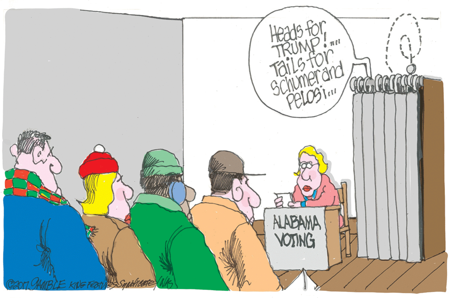 Parallel OCR: Heads forTRUMP. Tails for SChUmerand PELOSia ALABAWA VOTING Heads forTRUMP. Tails for SChUmerand PELOSia ALABAWA VOTING