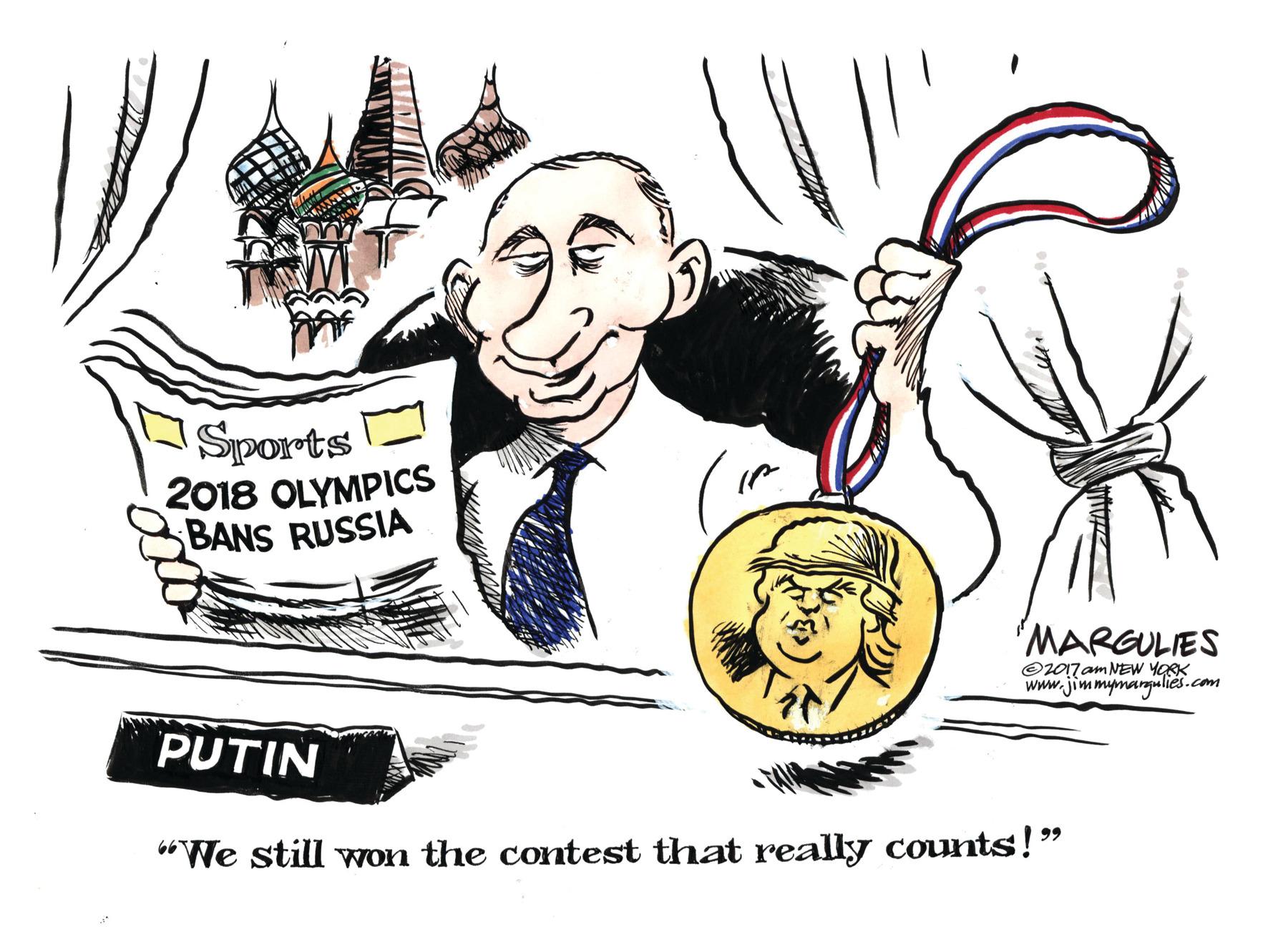 Serveware OCR: Sports 2018 OLYMPICS BANS RUSSIA MARGULIES O2017am NEW YORK www.jimminargulies.com PUTIN 99 "We still won the contest that really counts!" Sports 2018 OLYMPICS BANS RUSSIA MARGULIES O2017am NEW YORK www.jimminargulies.com PUTIN 99 "We still won the contest that really counts!"