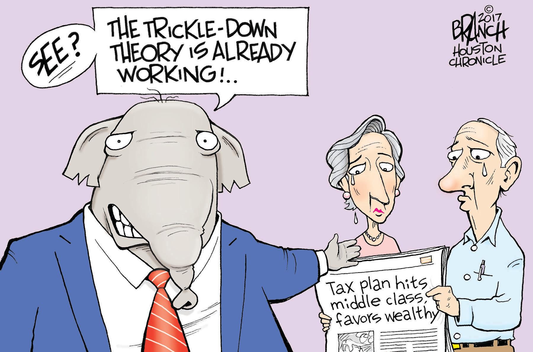 Rectangle OCR: THE TRICKLE-DOWN THEORY IS ALREADY WORKING!.. 2017 SEE? HOUSTON CHRONICLE of Tax plan hits. middle class favors wealthy THE TRICKLE-DOWN THEORY IS ALREADY WORKING!.. 2017 SEE? HOUSTON CHRONICLE of Tax plan hits. middle class favors wealthy