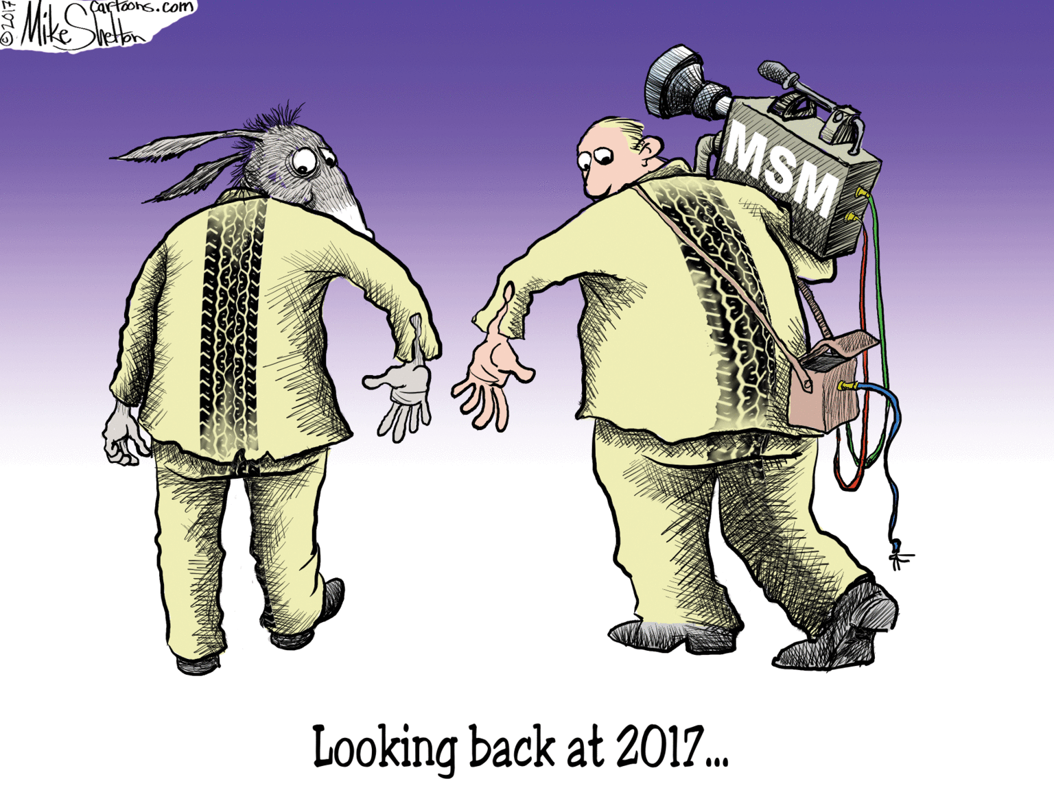 Animated cartoon OCR: MSM Cartoons.com Looking back at 2017.. MSM Cartoons.com Looking back at 2017..