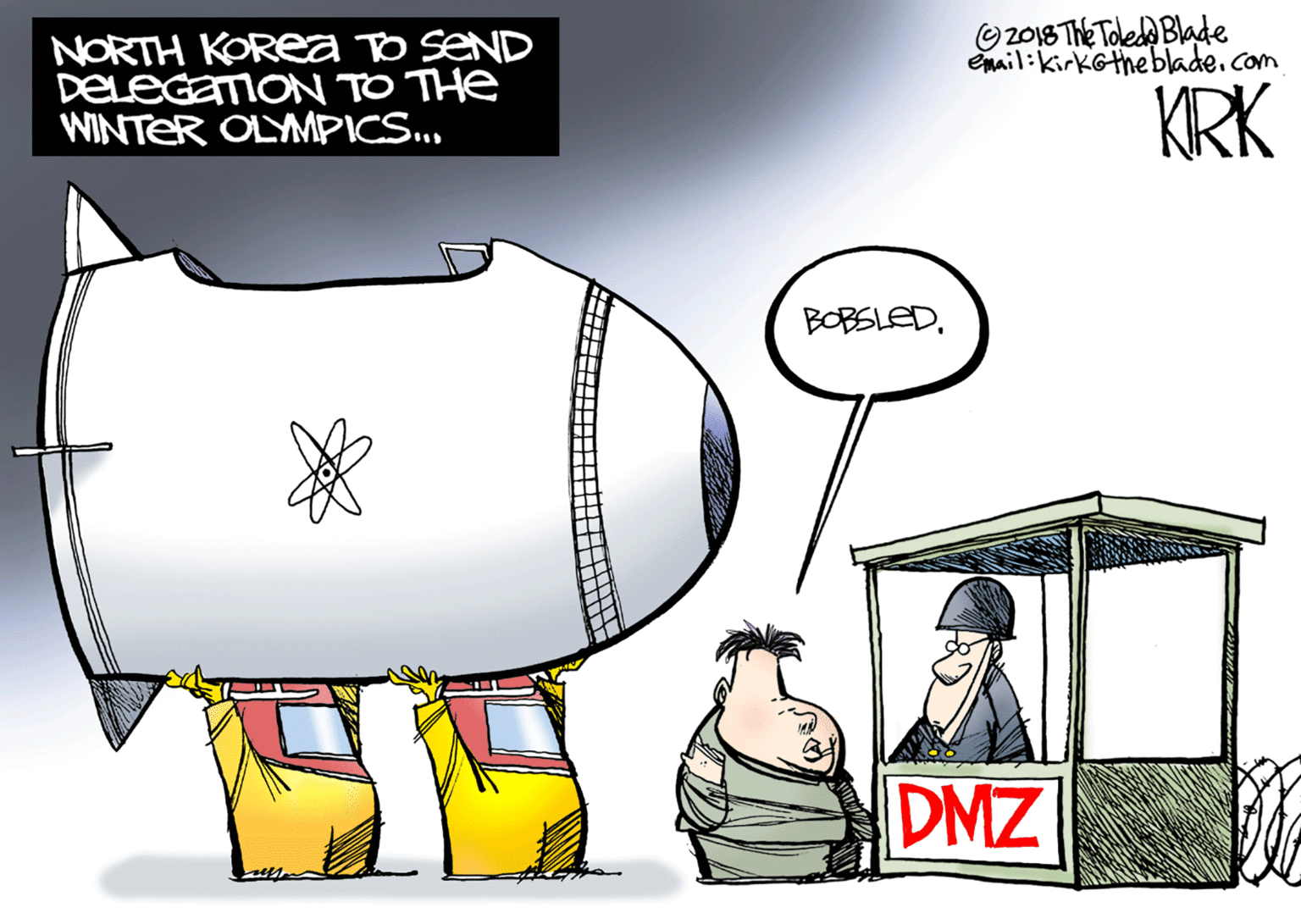 Fiction OCR: 2018 ThE Toled Blade email:kirkGtheblade.com NORTH KOREA To SEND DELEGATION TO THe WINTER OLYMPICS. KRK BOBSLEDDMZ 2018 ThE Toled Blade email:kirkGtheblade.com NORTH KOREA To SEND DELEGATION TO THe WINTER OLYMPICS. KRK BOBSLED