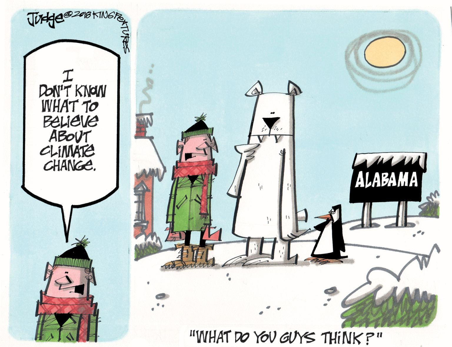 Font OCR: ?2018KINGI DON'T KNON WHAT TO BELIEVE ABOUT CLIMÁTE CHANGEALABAMA "WHAT DO YOU GUYS THINK ?" ? 2018KINGI DON'T KNON WHAT TO BELIEVE ABOUT CLIMÁTE CHANGEALABAMA "WHAT DO YOU GUYS THINK ?"