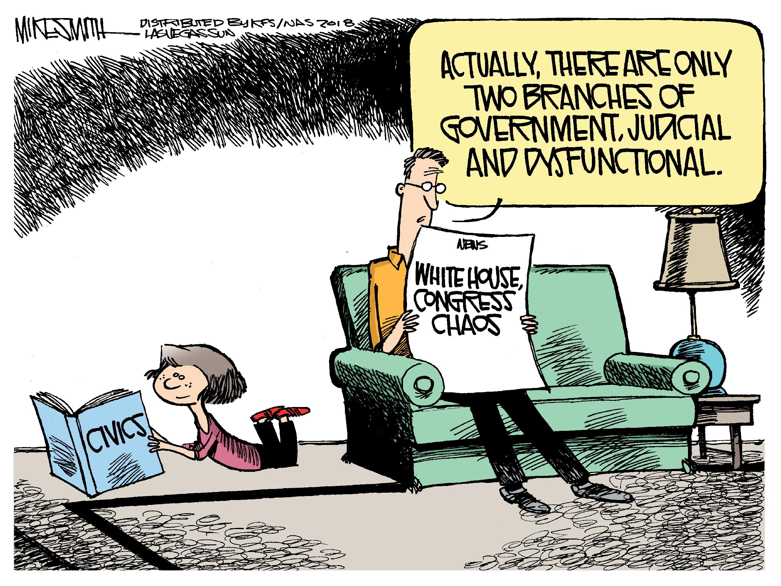 Drawing OCR: MINSMITH? DISTRIBUTEDBYKFS/NAS Z01 -TAEGASSUN ACTUALLYTHERE ARE ONLY TWO BRANCHES OF GOVERNMENTJUACIAL AND DYSFUNCTIONAL. NENS WHITE HOUSECONGRESS CHAOS CIVICS MINSMITH? DISTRIBUTEDBYKFS/NAS Z01 -TAEGASSUN ACTUALLYTHERE ARE ONLY TWO BRANCHES OF GOVERNMENTJUACIAL AND DYSFUNCTIONAL. NENS WHITE HOUSECONGRESS CHAOS CIVICS