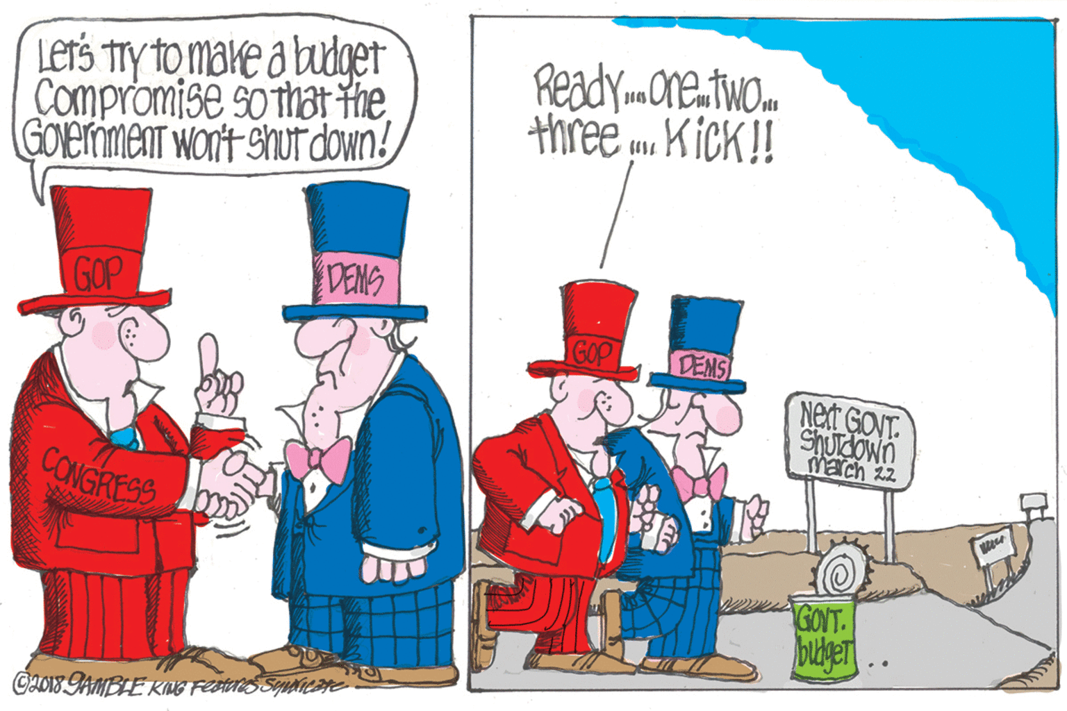 Costume hat OCR: LefS TTy to make a budget Compromise so That theGOverimenT Wor't Shutr down! Ready mOneatwom three . K ick! GOP DENG GOP DENS Next GONT. Shurdown march 22 CONGRESS bldger CA018 AMBEE KING Festures Squteate LefS TTy to make a budget Compromise so That theGOverimenT Wor't Shutr down! Ready mOneatwom three . K ick! GOP DENG GOP DENS Next GONT. Shurdown march 22 CONGRESS bldger CA018 AMBEE KING Festures Squteate