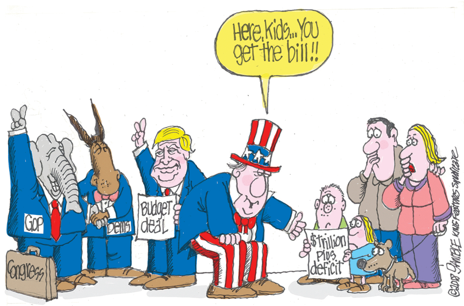 Event OCR: HereKida. You get the bil! Budger DEN deal GOP Pios Jdeficit HereKida. You get the bil! Budger DEN deal GOP Pios Jdeficit