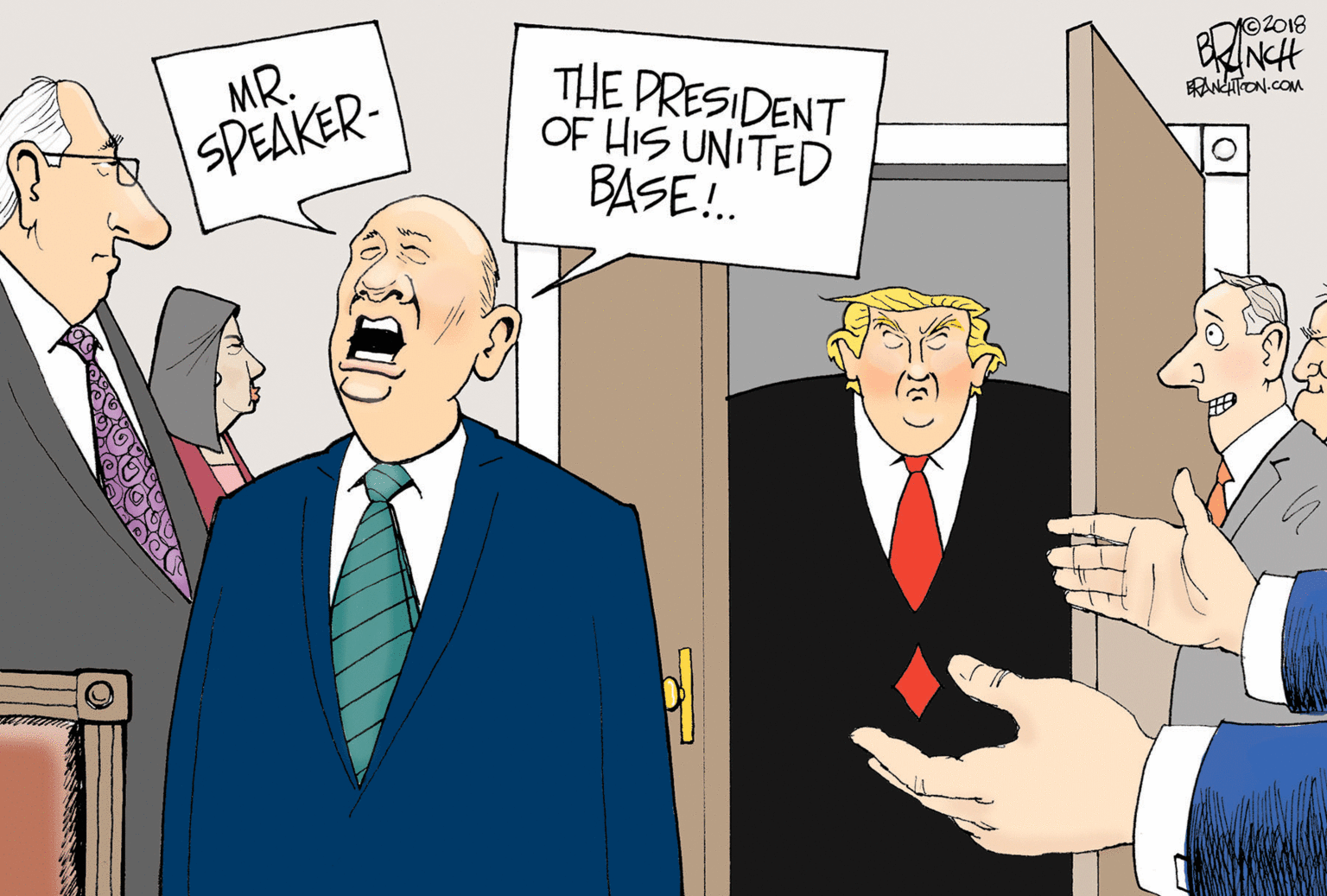 Cartoon OCR: ©2018 MR. SPEAKER- THE PRESIDENT OF HIS UNITED BASE!. RANATON.COM ©2018 MR. SPEAKER- THE PRESIDENT OF HIS UNITED BASE!. RANATON.COM