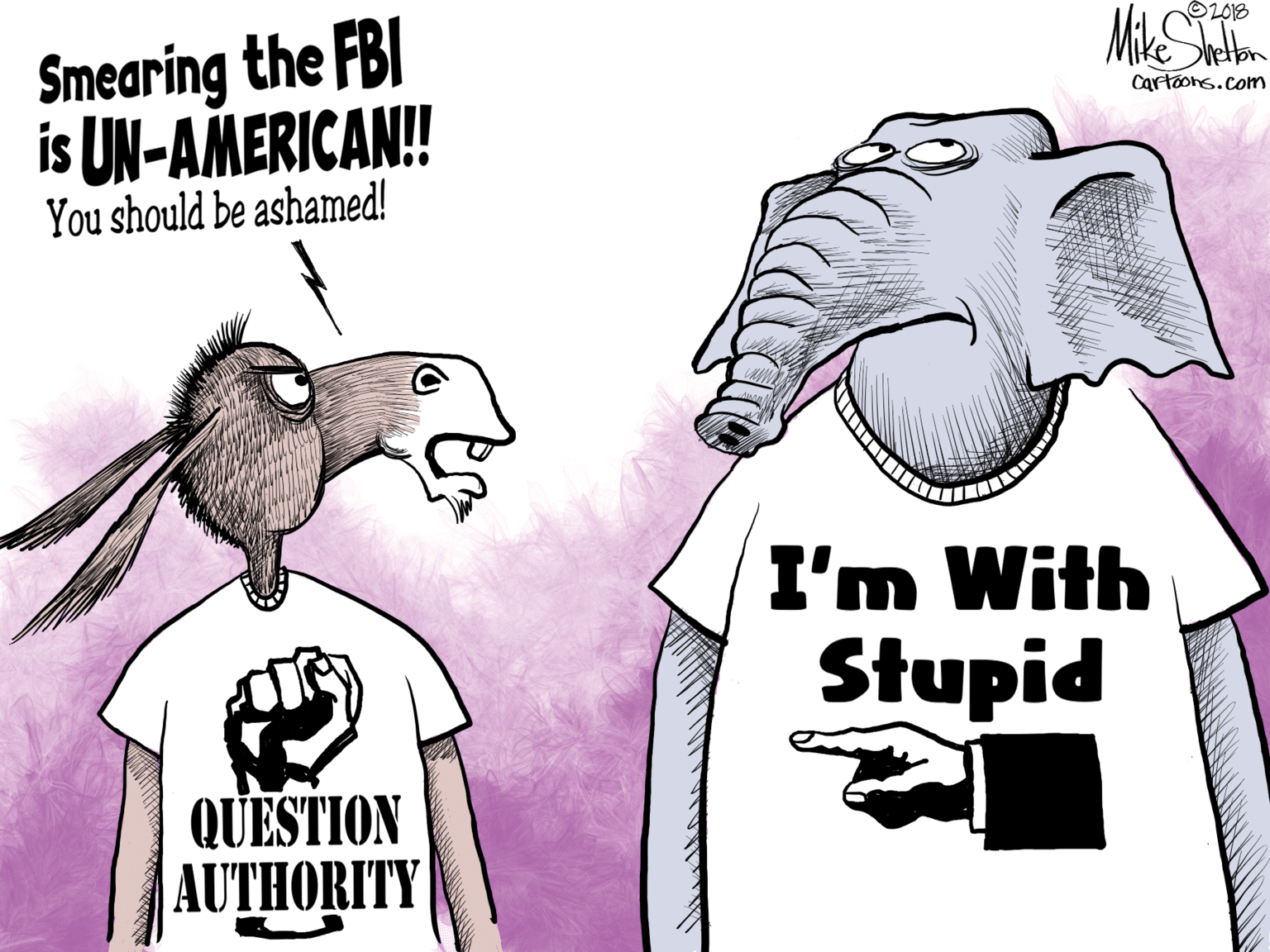 Line OCR: Smearing the FBI is UN-AMERICAN! OL013 Cartoons.com You should be ashamed! I'm With Stupid QUESTION AUTHORITY Smearing the FBI is UN-AMERICAN! OL013 Cartoons.com You should be ashamed! I'm With Stupid QUESTION AUTHORITY