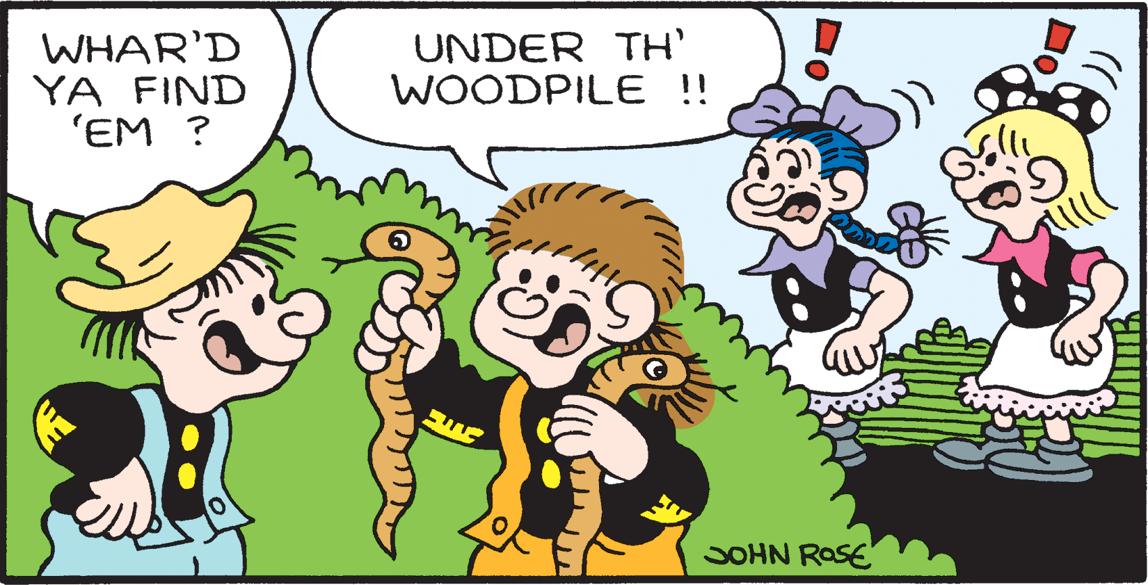Human OCR: WHAR'D YA FIND 'EM ? UNDER TH WOODPILE ! JOHN ROSE WHAR'D YA FIND 'EM ? UNDER TH WOODPILE ! JOHN ROSE