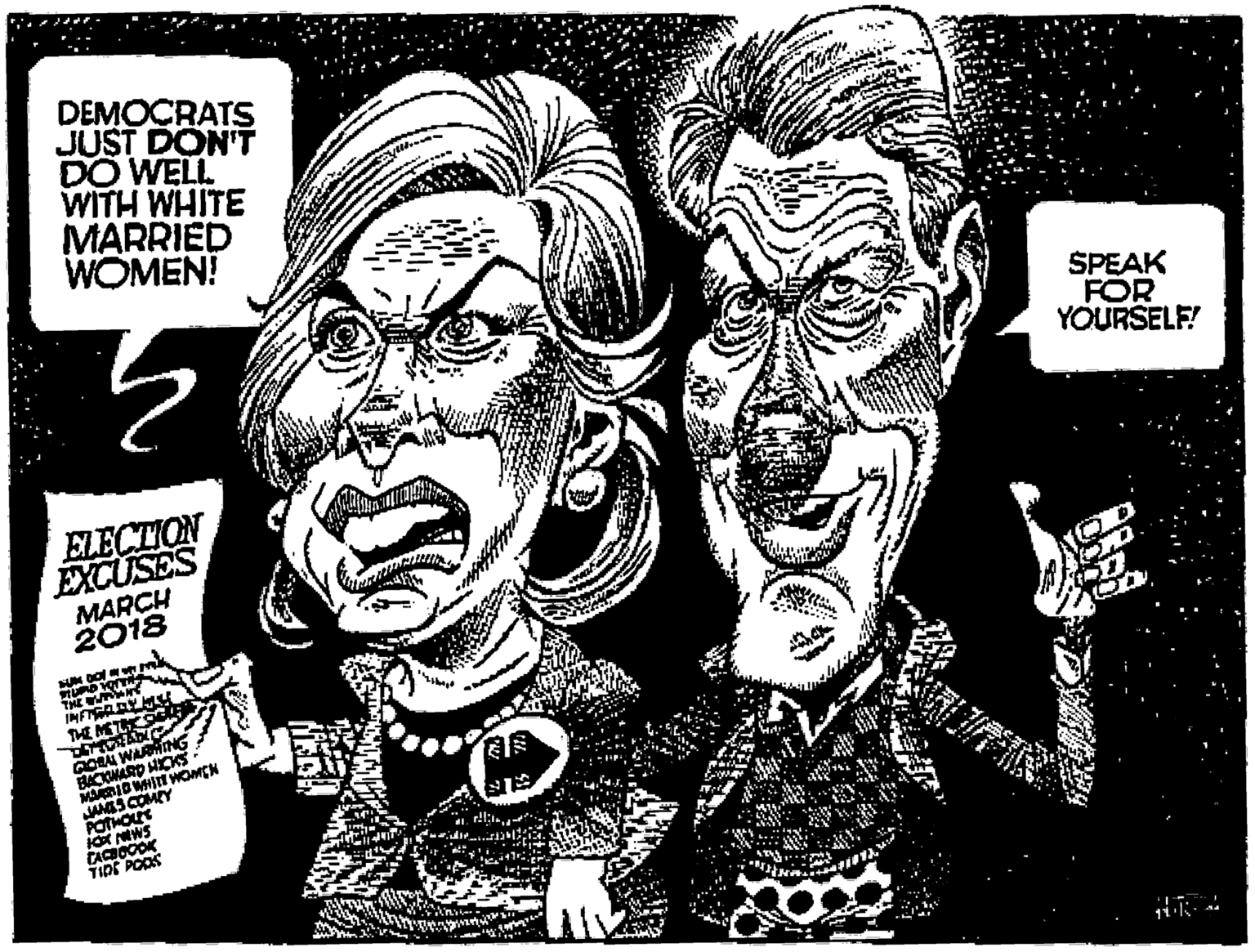 Facial hair OCR: DEMOCRATS JUST DON'T DO WELL WITH WHITE MARRIED WOMEN! SPEAK FOR YOURSELF! ELECTION EXCUSES MARCH 2018 THE BACMARD HIS MAIO WHI WOMEN JAaSCOMEY POTMOUE CACIOOOK TIDE POOS DEMOCRATS JUST DON'T DO WELL WITH WHITE MARRIED WOMEN! SPEAK FOR YOURSELF! ELECTION EXCUSES MARCH 2018 THE BACMARD HIS MAIO WHI WOMEN JAaSCOMEY POTMOUE CACIOOOK TIDE POOS