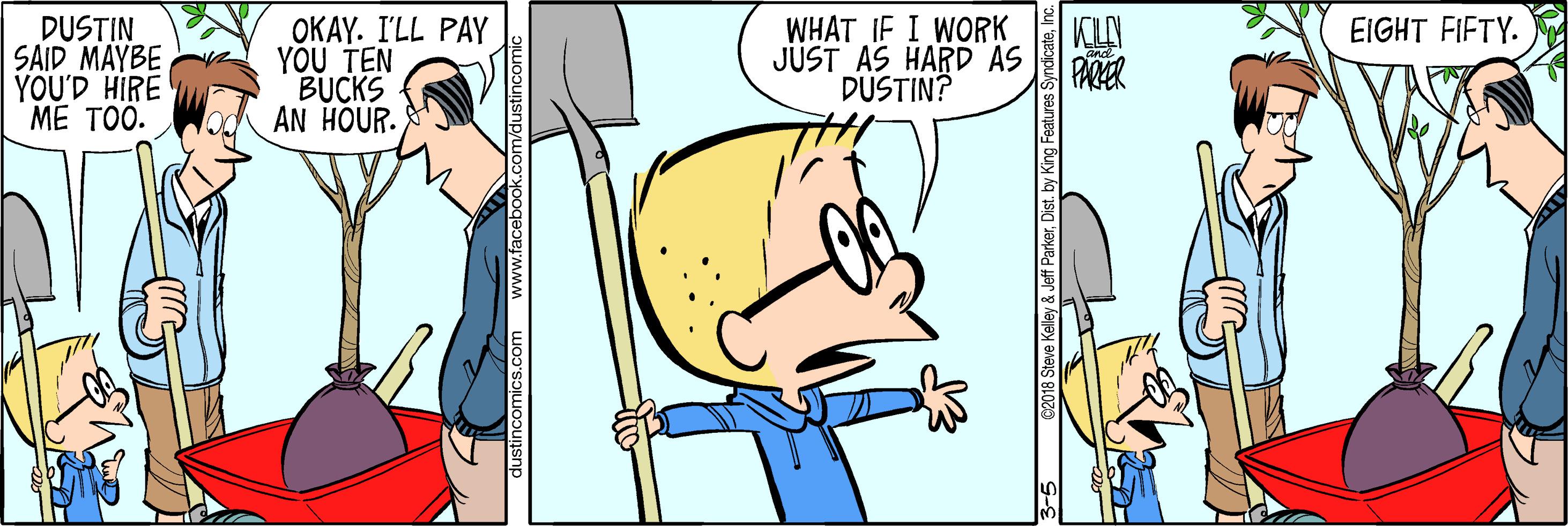 Wrist OCR: DUSTIN SAID MAYBE YOU'D HIRE ME TOO. OKAY. I'LL PAY YOU TEN BUCKS AN HÕUR. WHAT IF I WORK JÜST AS HARD AS DUSTIN? KLA PARER EIGHT FIFTY. DUSTIN SAID MAYBE YOU'D HIRE ME TOO. OKAY. I'LL PAY YOU TEN BUCKS AN HÕUR. WHAT IF I WORK JÜST AS HARD AS DUSTIN? KLA PARER EIGHT FIFTY.