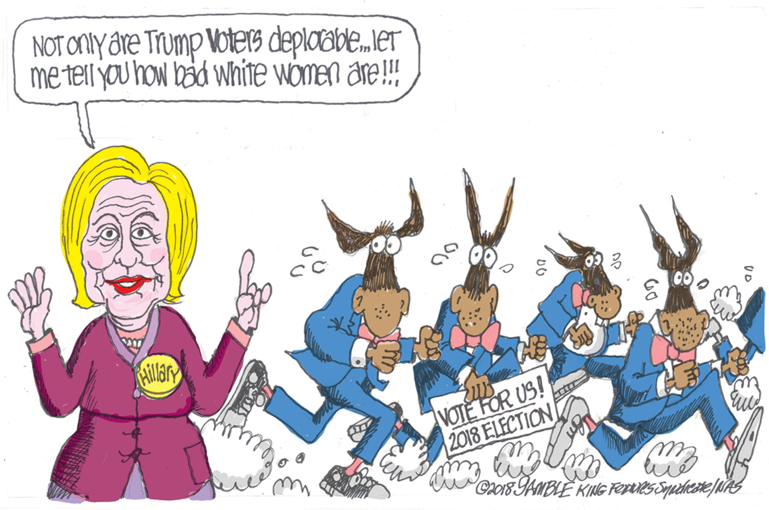 Event OCR: NOT ONly are Trump Voters deploabe.er Me tell you how bad wWhite women are! VOTE FOR US! 2018 ELECTION NOT ONly are Trump Voters deploabe.er Me tell you how bad wWhite women are! VOTE FOR US! 2018 ELECTION