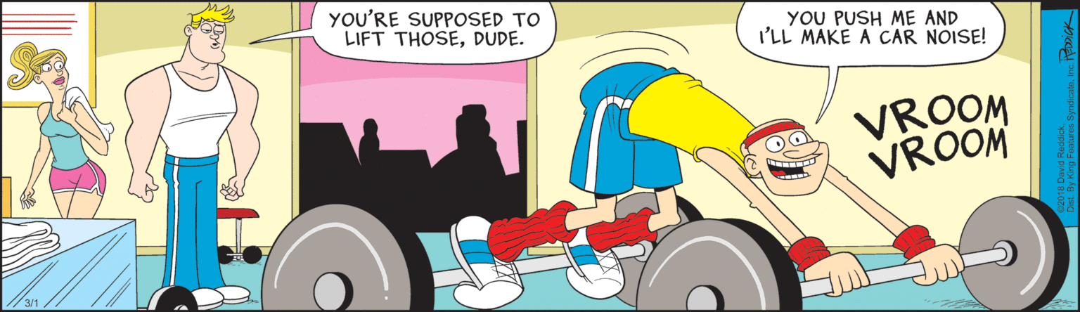Animated cartoon OCR: YOU'RE SUPPOSED TO LIFT THOSEDUDE. YOU PUSH ME AND I'LL MAKE A CAR NOISE! VROOM VROOM YOU'RE SUPPOSED TO LIFT THOSEDUDE. YOU PUSH ME AND I'LL MAKE A CAR NOISE! VROOM VROOM