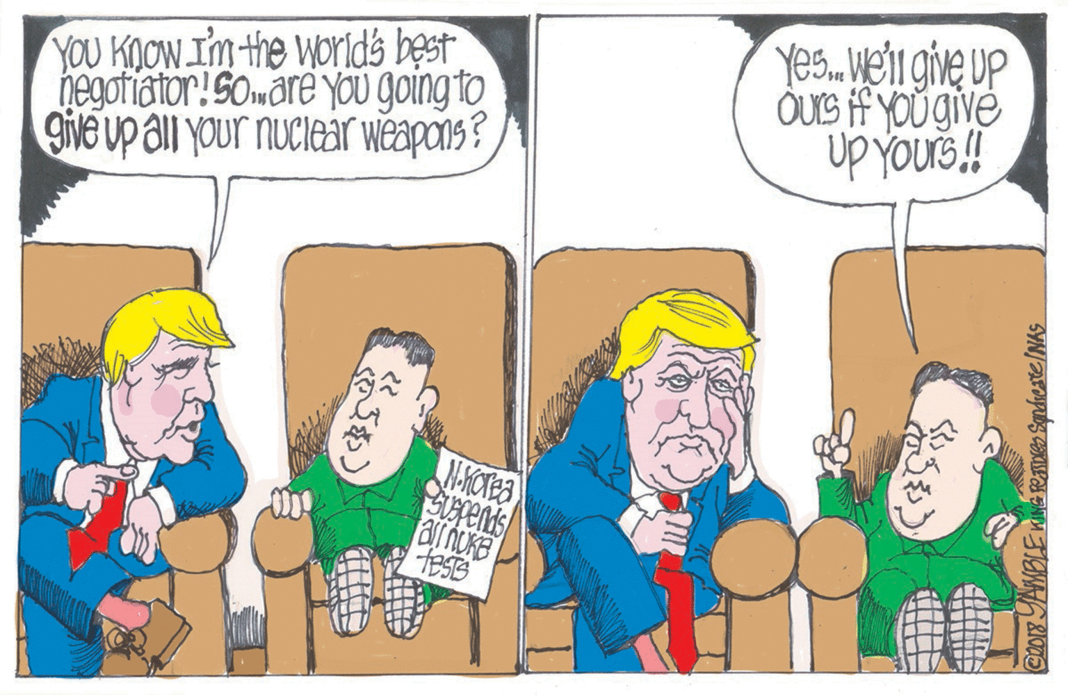 Gesture OCR: YOU KOOW Im the worlds best hegotiator!Somare you going to give up all your nuclear weapans ? Yes. Weli give up OUIS if YOUgive up Yous!! YOU KOOW Im the worlds best hegotiator!Somare you going to give up all your nuclear weapans ? Yes. Weli give up OUIS if YOUgive up Yous!!