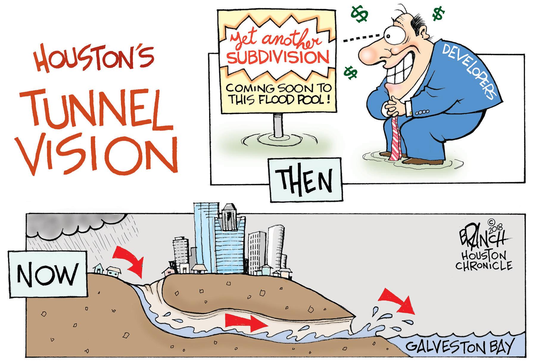 Drawing OCR: HOUSTON'S Met another SUBDIVISION COMING SOON TO THIS FLOOD POOL! TUNNEL VISION THEN HOUSTON CHRONICLE NOW GALVESTON BAY DEVELOPERS HOUSTON'S Met another SUBDIVISION COMING SOON TO THIS FLOOD POOL! TUNNEL VISION THEN HOUSTON CHRONICLE NOW GALVESTON BAY DEVELOPERS
