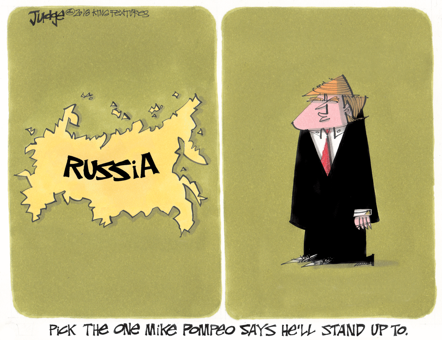 Costume hat OCR: RUSSIA PICK THE ONe Mike POMPEO SAYS He'LL STAND UP TO. RUSSIA PICK THE ONe Mike POMPEO SAYS He'LL STAND UP TO.