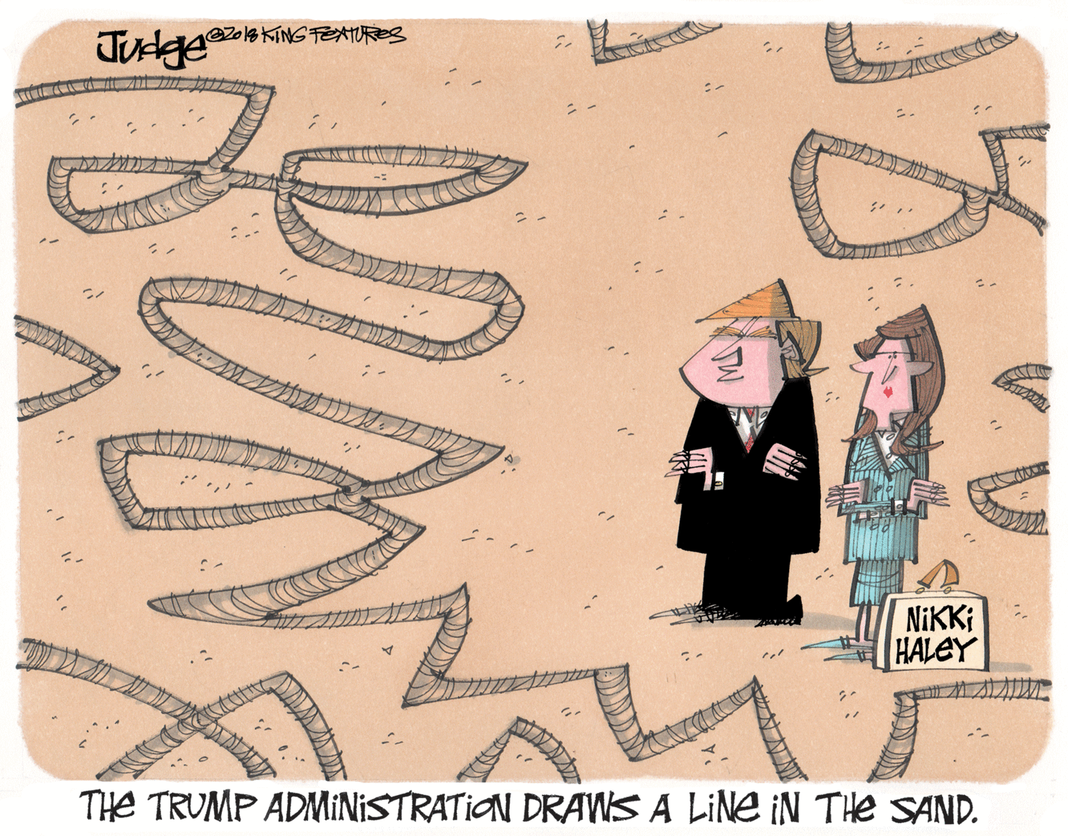 Graphics OCR: eZo18 KING FEATURES NIKK; HALEY SPr? ?? THE TRUMP ADMINISTRATION DRAWS A LINE iN THe SAND. eZo18 KING FEATURES NIKK; HALEY SPr ? ? ? THE TRUMP ADMINISTRATION DRAWS A LINE iN THe SAND.