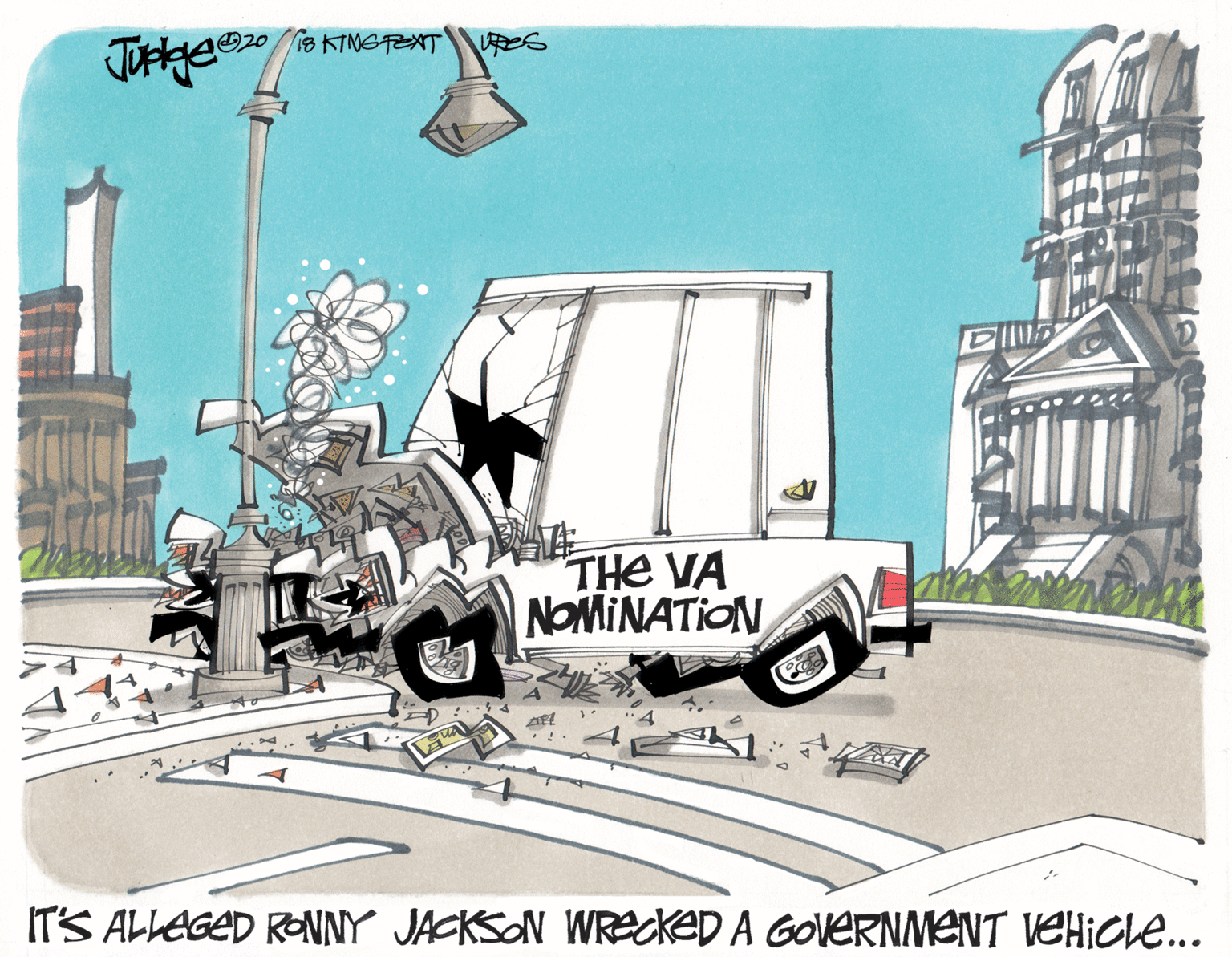 Graphics OCR: 20 18 KINGTEXT THE VA NOMINATION IT'S ALLEGED RONNY JACKSON WRECKED A GOVERNMENT VEHICL.... 20 18 KINGTEXT THE VA NOMINATION IT'S ALLEGED RONNY JACKSON WRECKED A GOVERNMENT VEHICL....
