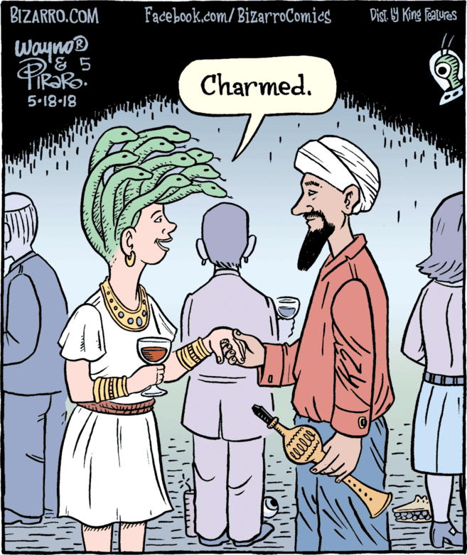 Organism OCR: BIZARRO.COM Facebook.com/BizarroComics Dist Y King features Wayno® Charmed. 5.18-18 eelee mww BIZARRO.COM Facebook.com/BizarroComics Dist Y King features Wayno® Charmed. 5.18-18 eelee mww
