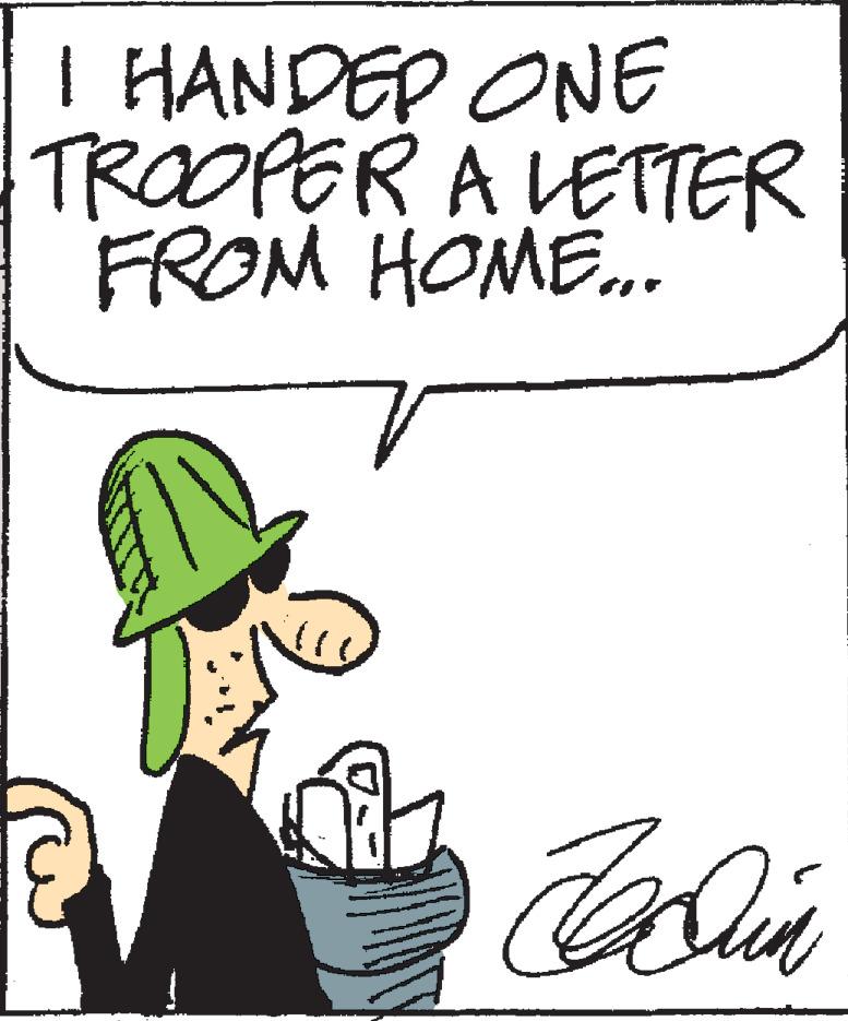 Costume hat OCR: I HANDEP ONE TROOPER A LETTER FROM HOMÉ. I HANDEP ONE TROOPER A LETTER FROM HOMÉ.