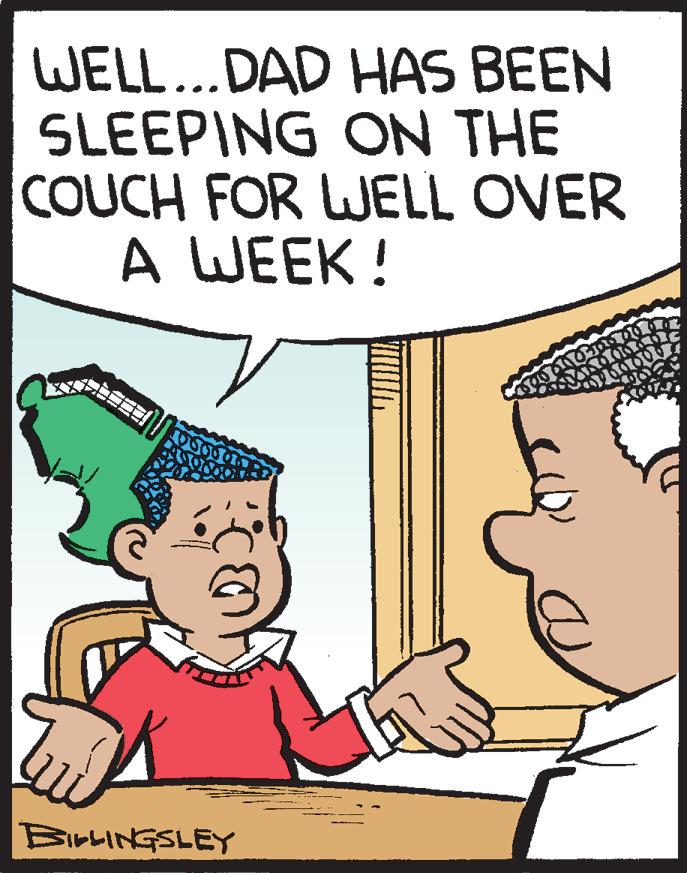 Finger OCR: WELL...DAD HAS BEEN SLEEPING ON THE COUCH FOR WELL OVER A WEEK! BirbINGSLEY WELL...DAD HAS BEEN SLEEPING ON THE COUCH FOR WELL OVER A WEEK! BirbINGSLEY