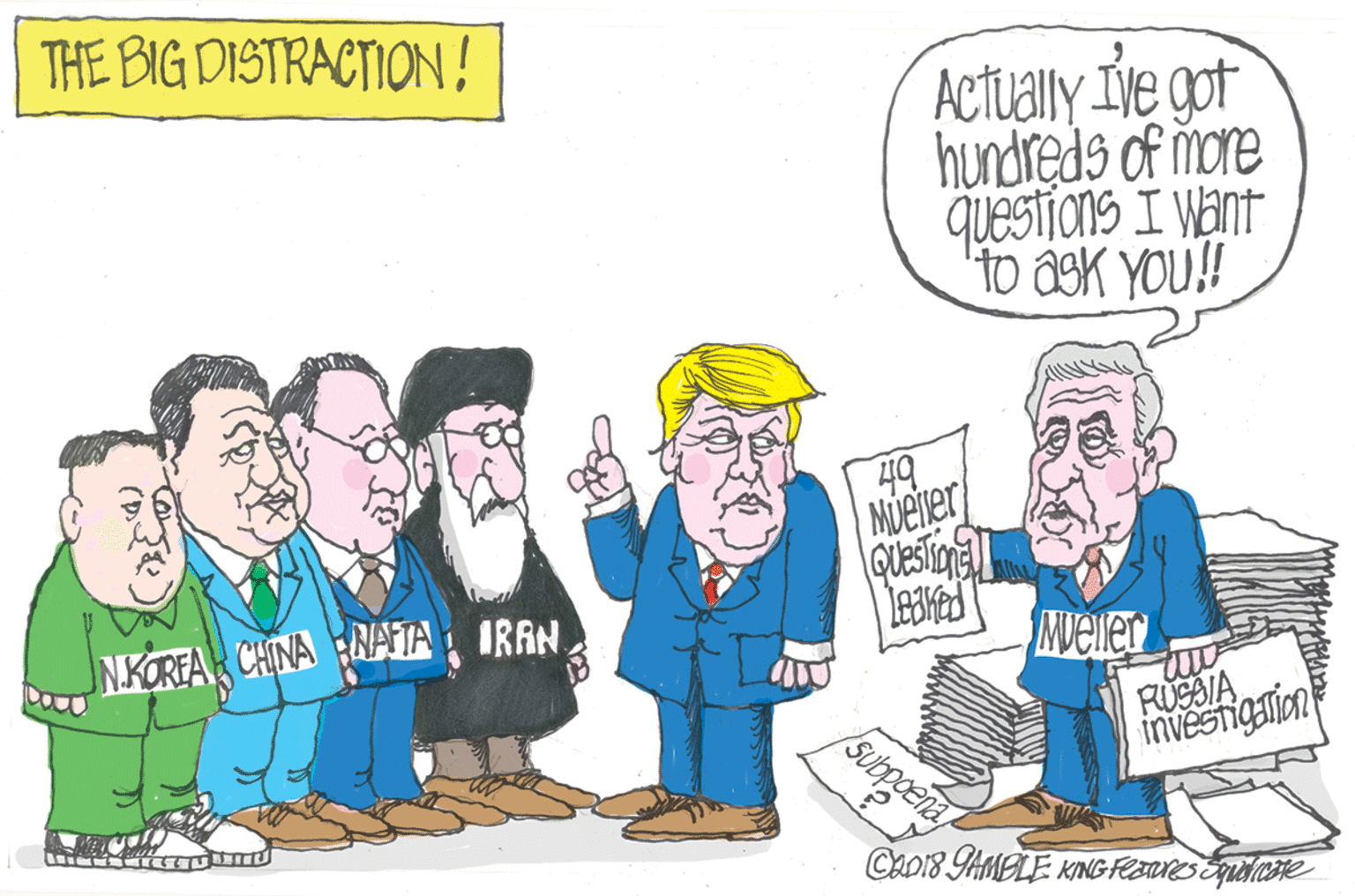 Art OCR: THE BIG DISTRACTION ! Actually Ive got hundreds of more questions I Want to ask You! 49 MUeter Quesin lesked NKORFA CHINA RATA IRAN MUeller Subpoena RUGSIA invesnganion CLD18 GAMELE KING FesaRes qucne THE BIG DISTRACTION ! Actually Ive got hundreds of more questions I Want to ask You! 49 MUeter Quesin lesked NKORFA CHINA RATA IRAN MUeller Subpoena RUGSIA invesnganion CLD18 GAMELE KING FesaRes qucne