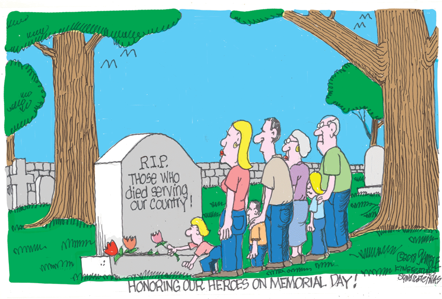 Illustration OCR: RI.P. THOSE WHO died serving Cur cauntry! mis omm Ym HONORING OUR HERCES ON MEMORIAL. DAY! RI.P. THOSE WHO died serving Cur cauntry! mis omm Ym HONORING OUR HERCES ON MEMORIAL. DAY!