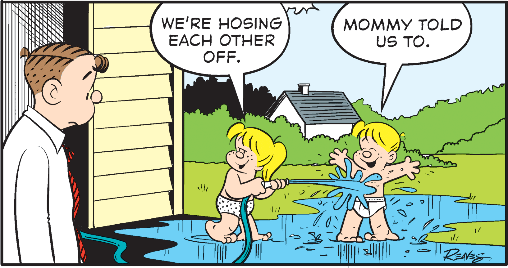 Gesture OCR: WE'RE HOSING EACH OTHER OFF. MOMMY TOLD US TO. RENES WE'RE HOSING EACH OTHER OFF. MOMMY TOLD US TO. RENES