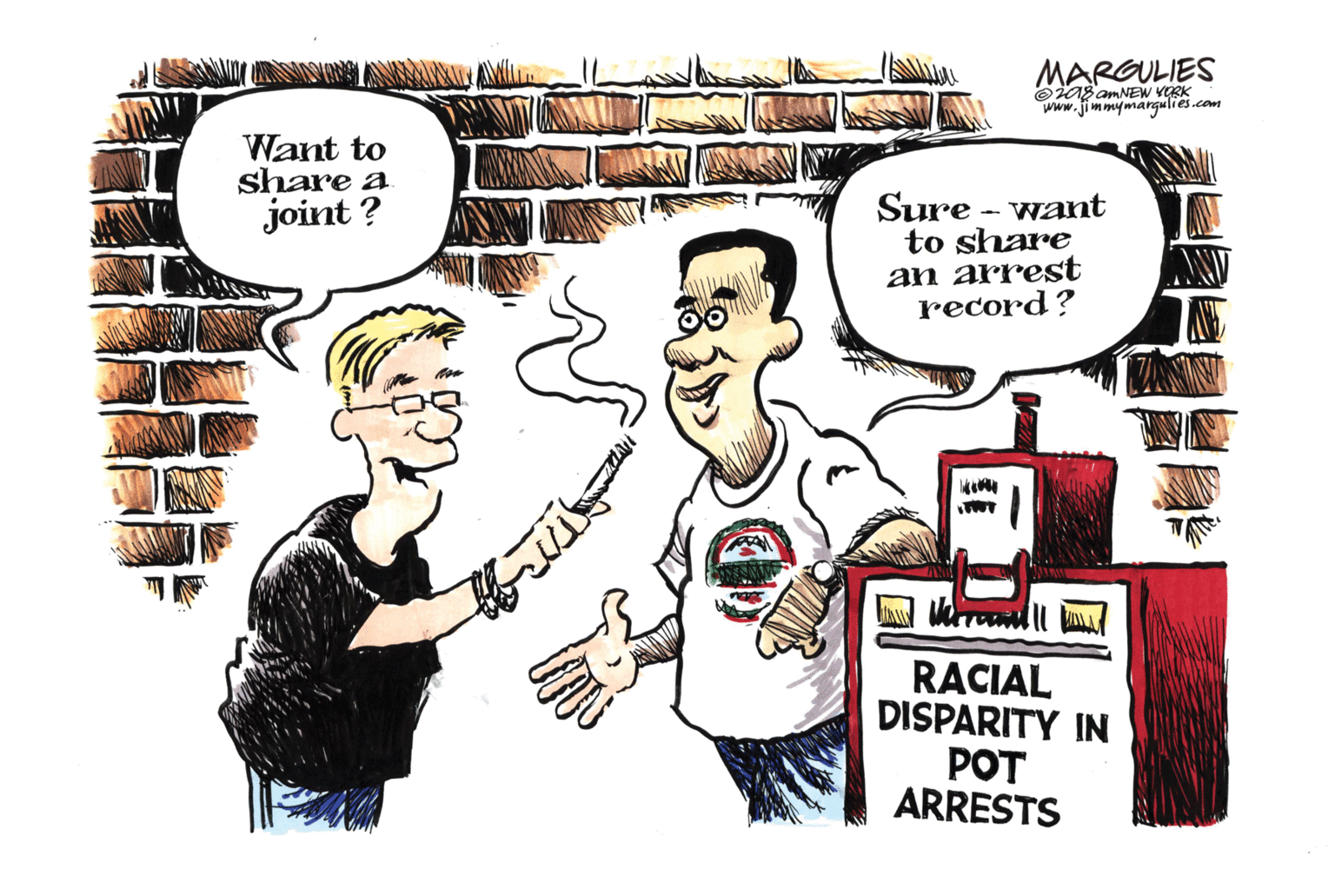 Font OCR: MARGULIES OŽAB amNEW VERK www.jimmymargulies.com Want to share a joint ? Sure - want to share an arrest record? RACIAL DISPARITY IN POT ARRESTS MARGULIES OŽAB amNEW VERK www.jimmymargulies.com Want to share a joint ? Sure - want to share an arrest record? RACIAL DISPARITY IN POT ARRESTS