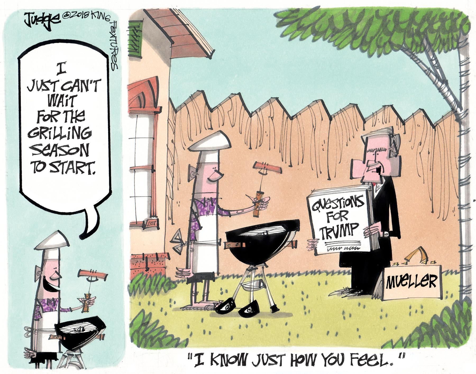Comics OCR: OZ018 KING JUST CAN'T WAIT FOR THE GRILLING SEASON TO START. ueSTIONS FOR TRUMP wur ner MvELLER "I KNOW JUST HOW YOU FEEL." FEXTURES OZ018 KING JUST CAN'T WAIT FOR THE GRILLING SEASON TO START. ueSTIONS FOR TRUMP wur ner MvELLER "I KNOW JUST HOW YOU FEEL." FEXTURES