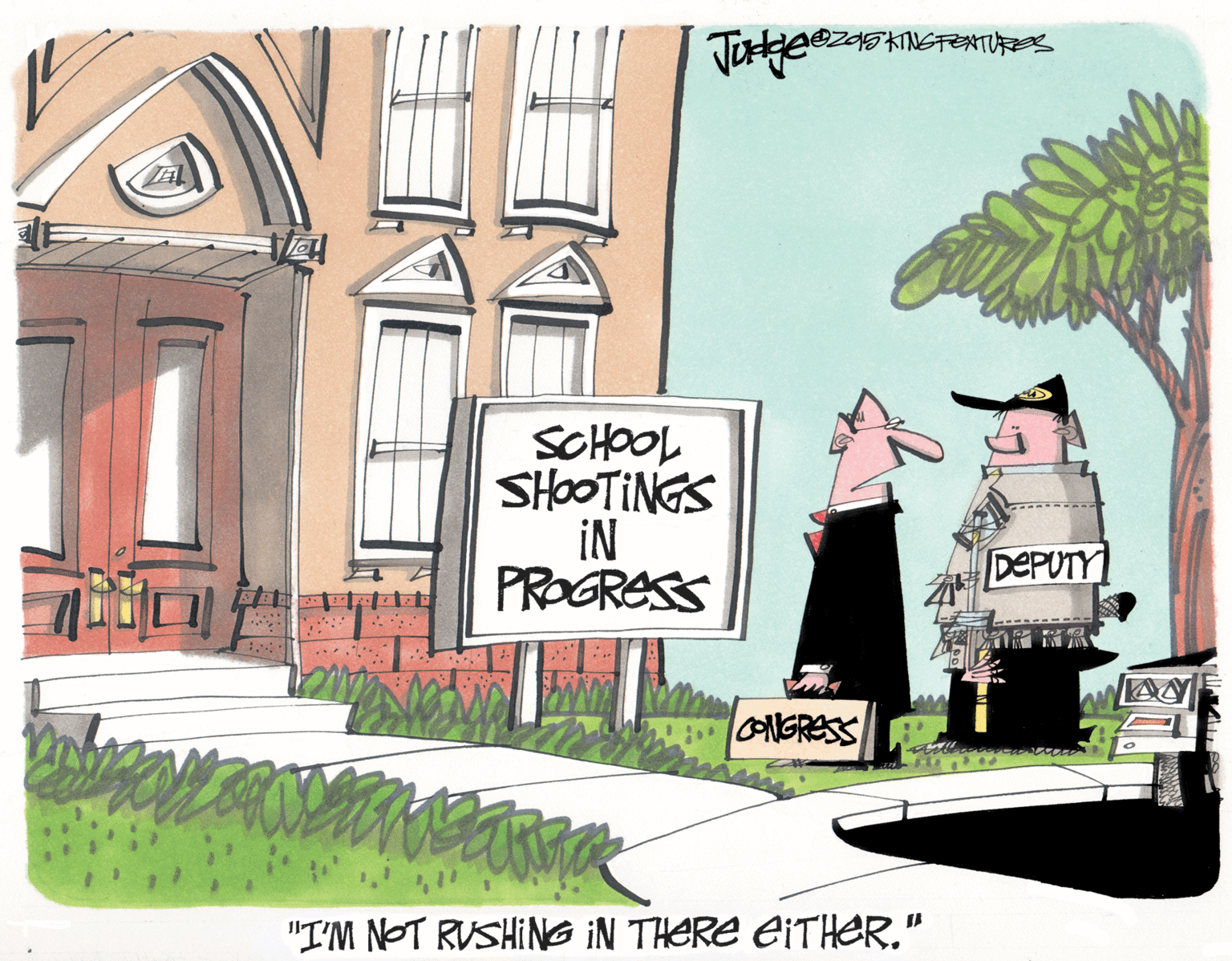Rectangle OCR: SCHOOL SHOOTINGS IN PROGRASS DEPUTY CNGRESS "I'M NOT RUSHING IN THERE EITHER." SCHOOL SHOOTINGS IN PROGRASS DEPUTY CNGRESS "I'M NOT RUSHING IN THERE EITHER."