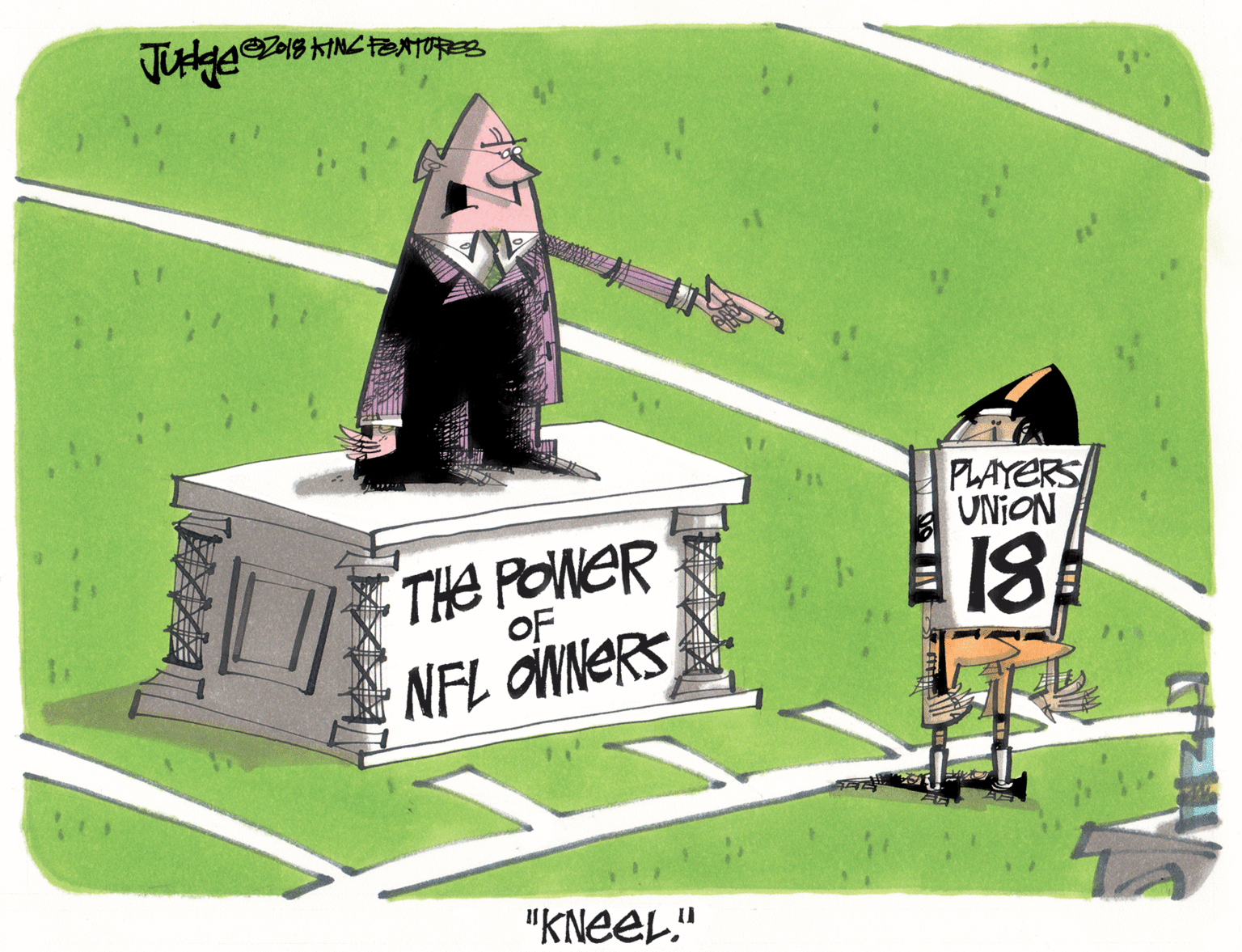 Graphics OCR: PLAYERS UNION THE POWER OF ?3 18 NFL ONNERS "KNEEL" PLAYERS UNION THE POWER OF ? 3 18 NFL ONNERS "KNEEL"