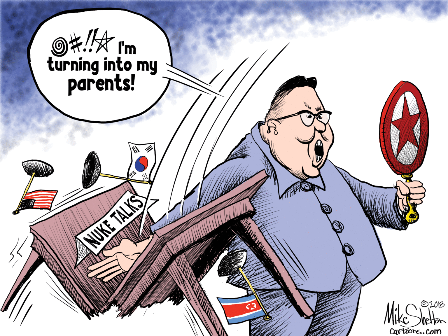 Happy OCR: turning into my parents! NUKE TALKS O2018 Cartoons.com turning into my parents! NUKE TALKS O2018 Cartoons.com