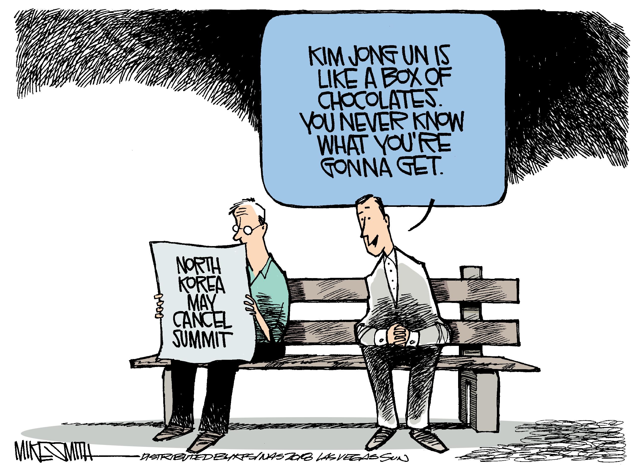 Parallel OCR: KIM JONE UN IS LIKE A BOX OF CHOCOLATES. YOU NEVER KNOW WHAT YOU'RE GONNÁ GET. NORTH KOREA MAY CANCEL SÜMMIT MIKESMITAH STRIBTTEDBIPE/NAS DB LASVEGÁSSUN KIM JONE UN IS LIKE A BOX OF CHOCOLATES. YOU NEVER KNOW WHAT YOU'RE GONNÁ GET. NORTH KOREA MAY CANCEL SÜMMIT MIKESMITAH STRIBTTEDBIPE/NAS DB LASVEGÁSSUN