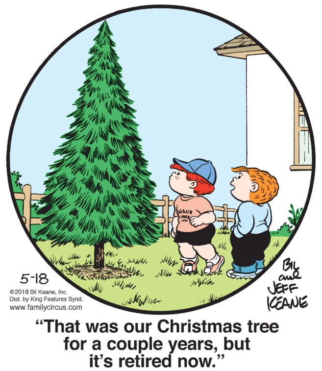 Grass OCR: By 5-18 JEFF CEANE "That was our Christmas tree ©2018 Bil KeaneInc. Dist. by King Features Synd. www.familycircus.com for a couple yearsbut it's retired now." By 5-18 JEFF CEANE "That was our Christmas tree ©2018 Bil KeaneInc. Dist. by King Features Synd. www.familycircus.com for a couple yearsbut it's retired now."