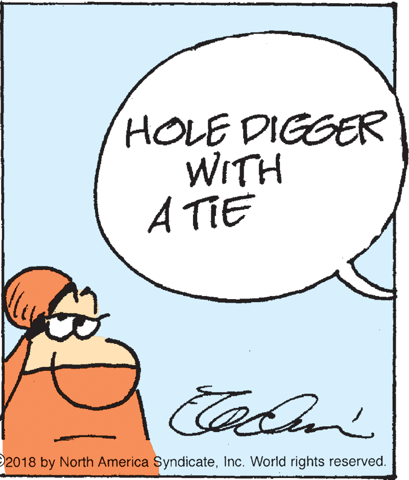 Humour OCR: HOLE DIGGER WITH A TIE 2018 by North America SyndicateInc. World rights reserved. HOLE DIGGER WITH A TIE 2018 by North America SyndicateInc. World rights reserved.
