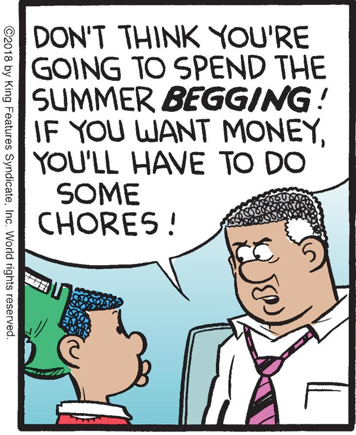 Mammal OCR: DON'T THINK YOU'RE GOING TO SPEND THE SUMMER BEGGING! IF YOU WANT MONEYYOU'LL HAVE TO DO SOME CHORES! ©2018 by King Features SyndicateInc. World rights reserved. DON'T THINK YOU'RE GOING TO SPEND THE SUMMER BEGGING! IF YOU WANT MONEYYOU'LL HAVE TO DO SOME CHORES! ©2018 by King Features SyndicateInc. World rights reserved.