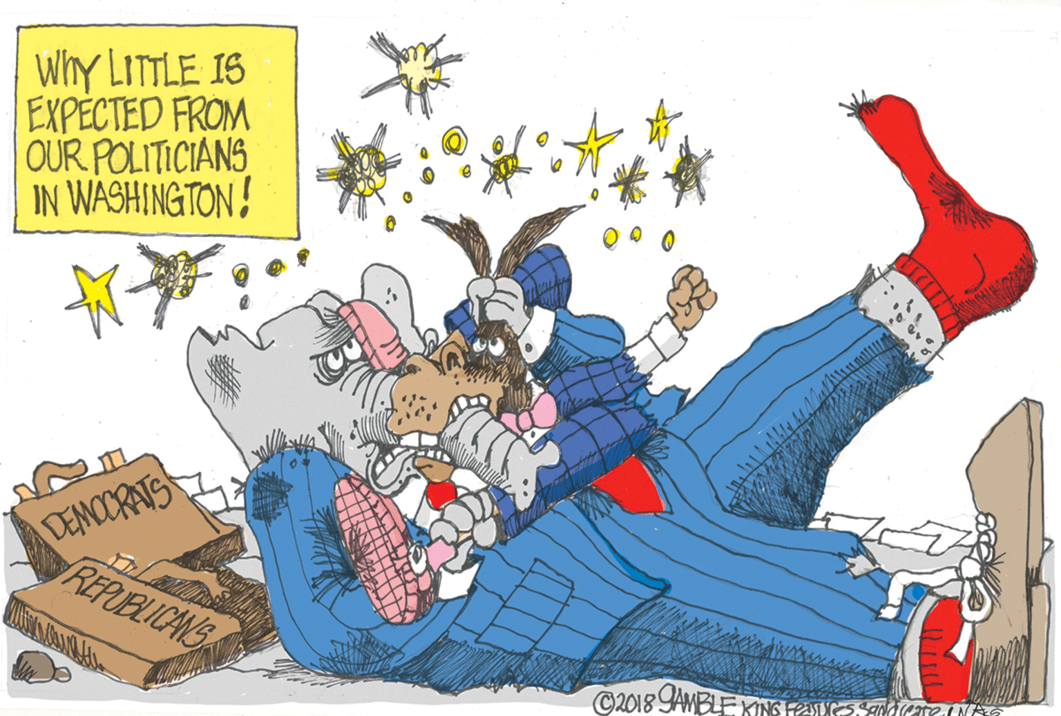 Conversation OCR: Why LITTLE IS EXPECTED FROM OUR POLITICIANS IN WASHINGTON! DEMOORATS REPUBLICANS C2018 9AMBLEXKINS FANEGES R Why LITTLE IS EXPECTED FROM OUR POLITICIANS IN WASHINGTON! DEMOORATS REPUBLICANS C2018 9AMBLEXKINS FANEGES R