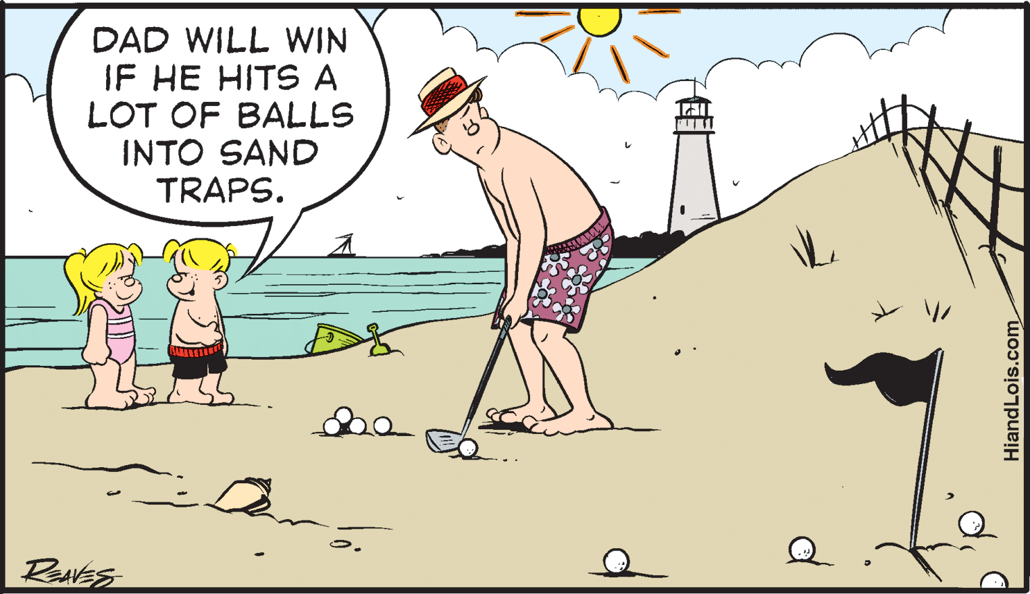 Slope OCR: DAD WILL WIN IF HE HITS A LOT OF BALLS INTO SAND TRAPS. 1. ReAVES HiandLois.com DAD WILL WIN IF HE HITS A LOT OF BALLS INTO SAND TRAPS. 1. ReAVES HiandLois.com