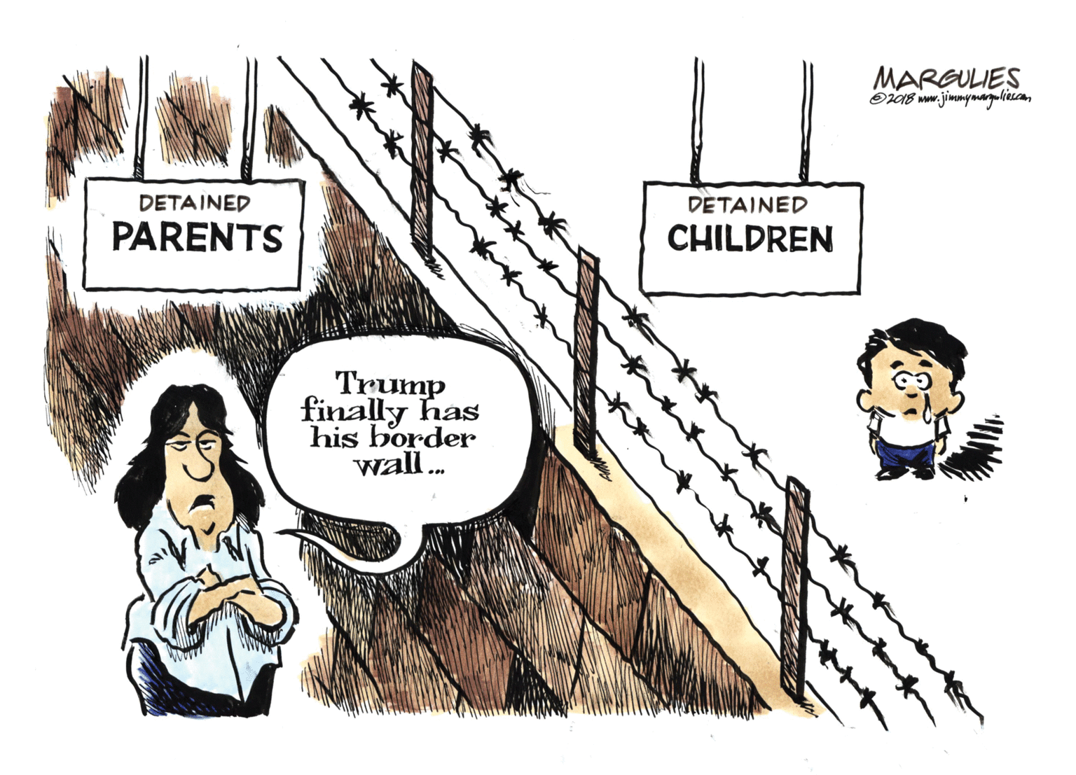 Happy OCR: MARGULIES DETAINED DETAINED PARENTS CHILDREN Trump finally has his border wall . MARGULIES DETAINED DETAINED PARENTS CHILDREN Trump finally has his border wall .