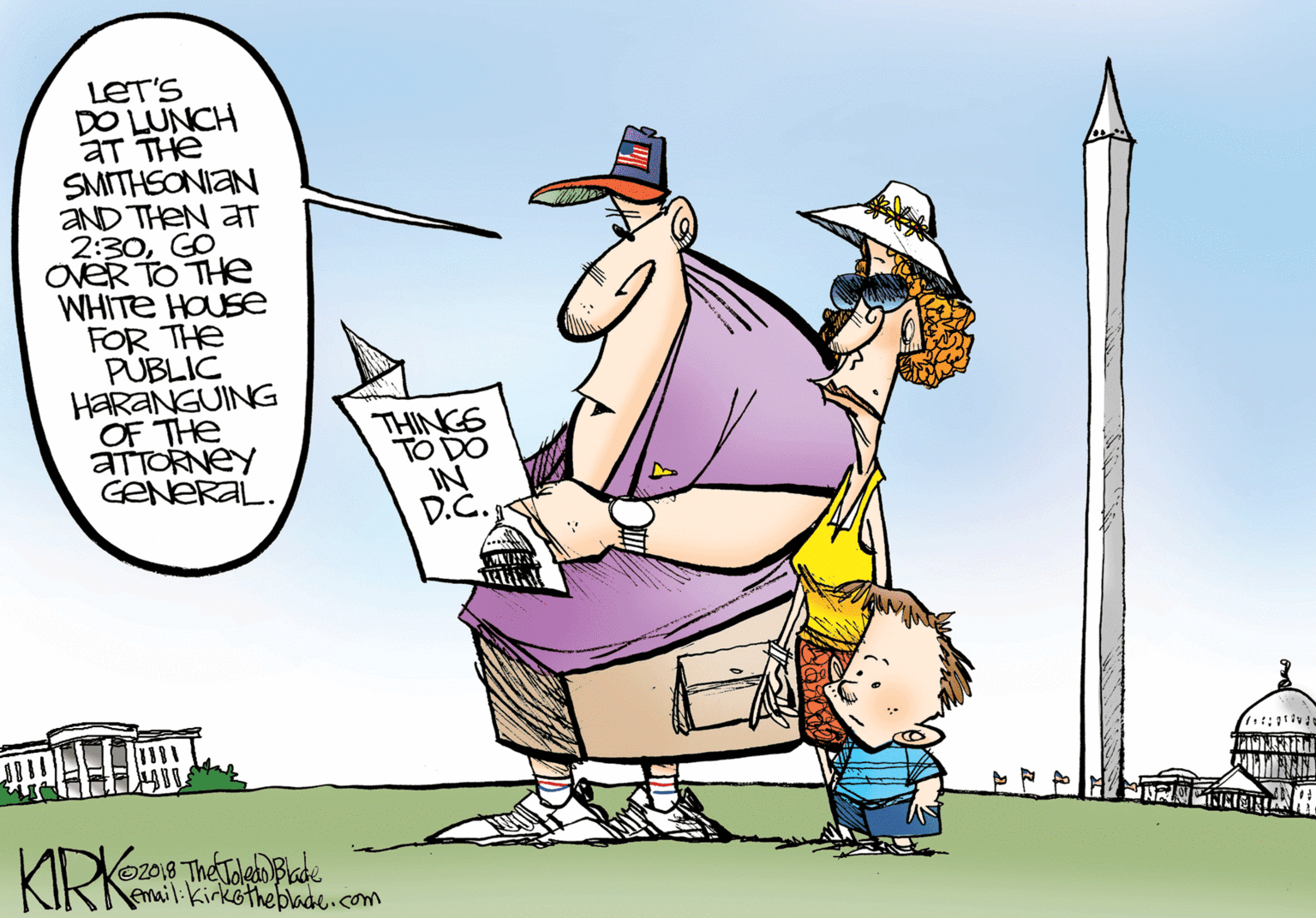 Animated cartoon OCR: LET'S DO LUNCH aT THe SMITHSONIAN aND THEN aT 2:30GO OveR TO THE WHITE HOUSE FOR THE PÚBLIC HARANGUING OF THE ATTORNEY GENERAL. THINGS TO DO IN D.C. email.kirkotheblade.com LET'S DO LUNCH aT THe SMITHSONIAN aND THEN aT 2:30GO OveR TO THE WHITE HOUSE FOR THE PÚBLIC HARANGUING OF THE ATTORNEY GENERAL. THINGS TO DO IN D.C. email.kirkotheblade.com