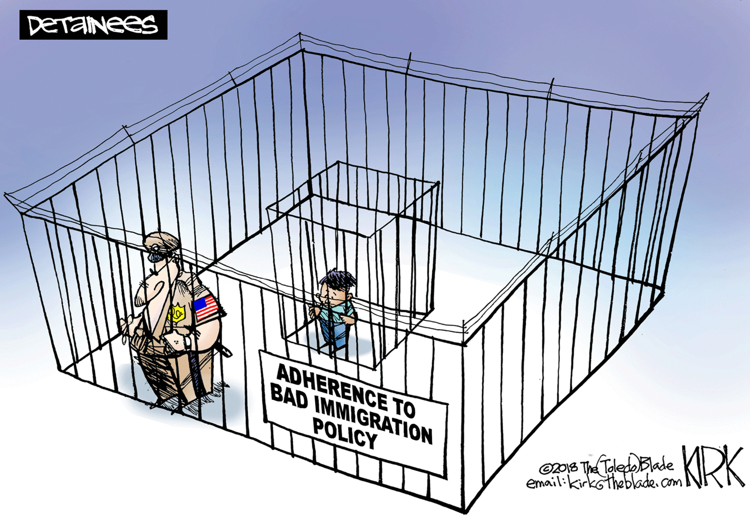 Facade OCR: DETAINEES ADHERENCE TO BAD IMMIGRATION POLICY KRK ©201S The Taledo Blade email:kirkotheblade. com DETAINEES ADHERENCE TO BAD IMMIGRATION POLICY KRK ©201S The Taledo Blade email:kirkotheblade. com