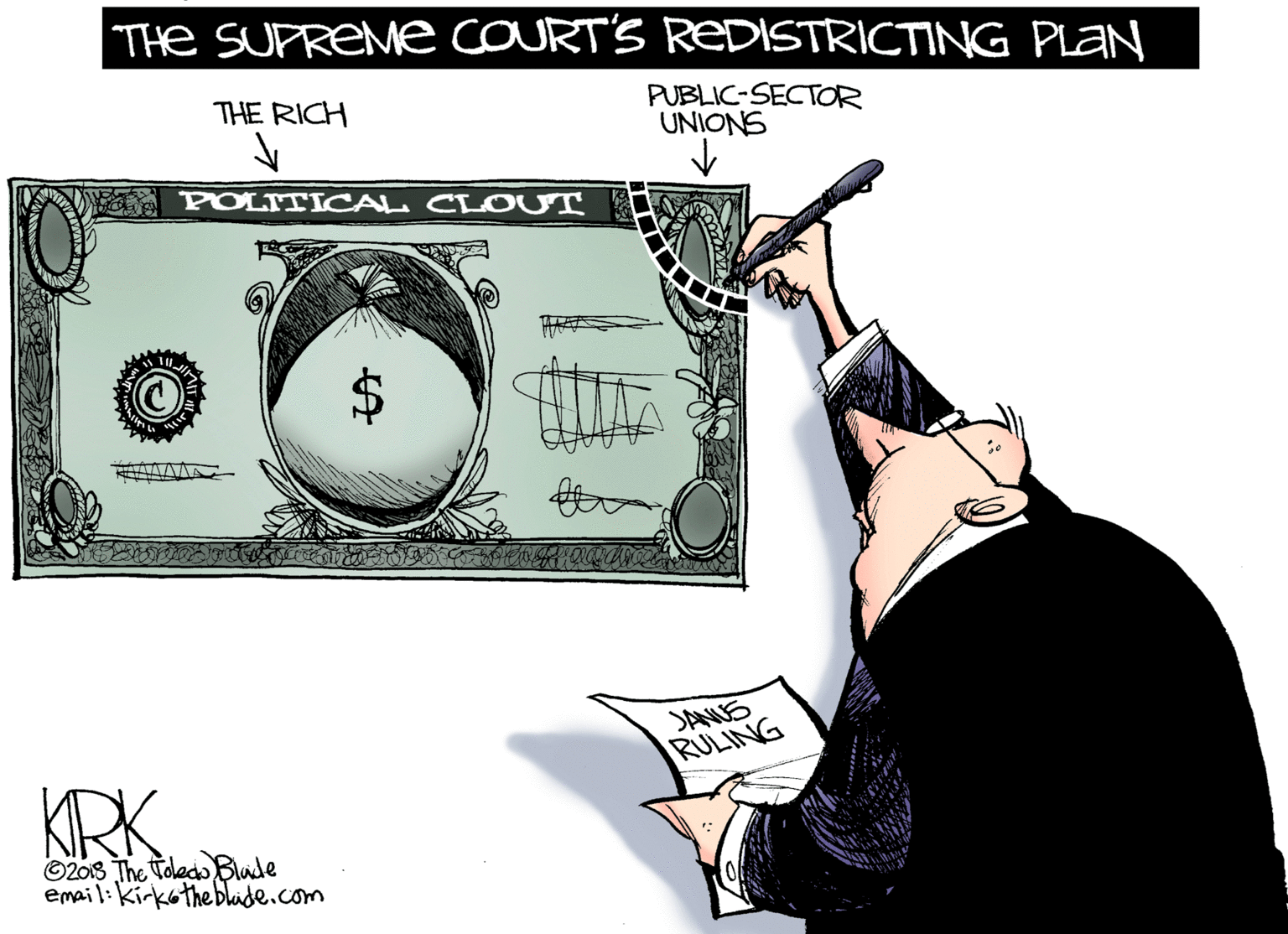 Graphics OCR: THe SUPREME COURT'S REDISTRICTING PLAN PUBLIC-SECTOR UNIONS THE RICH POLITICAL CL OUT SANS RULING KRK 6201s The Toleds Blade email: kirkotheblide.com %24 THe SUPREME COURT'S REDISTRICTING PLAN PUBLIC-SECTOR UNIONS THE RICH POLITICAL CL OUT SANS RULING KRK 6201s The Toleds Blade email: kirkotheblide.com %24